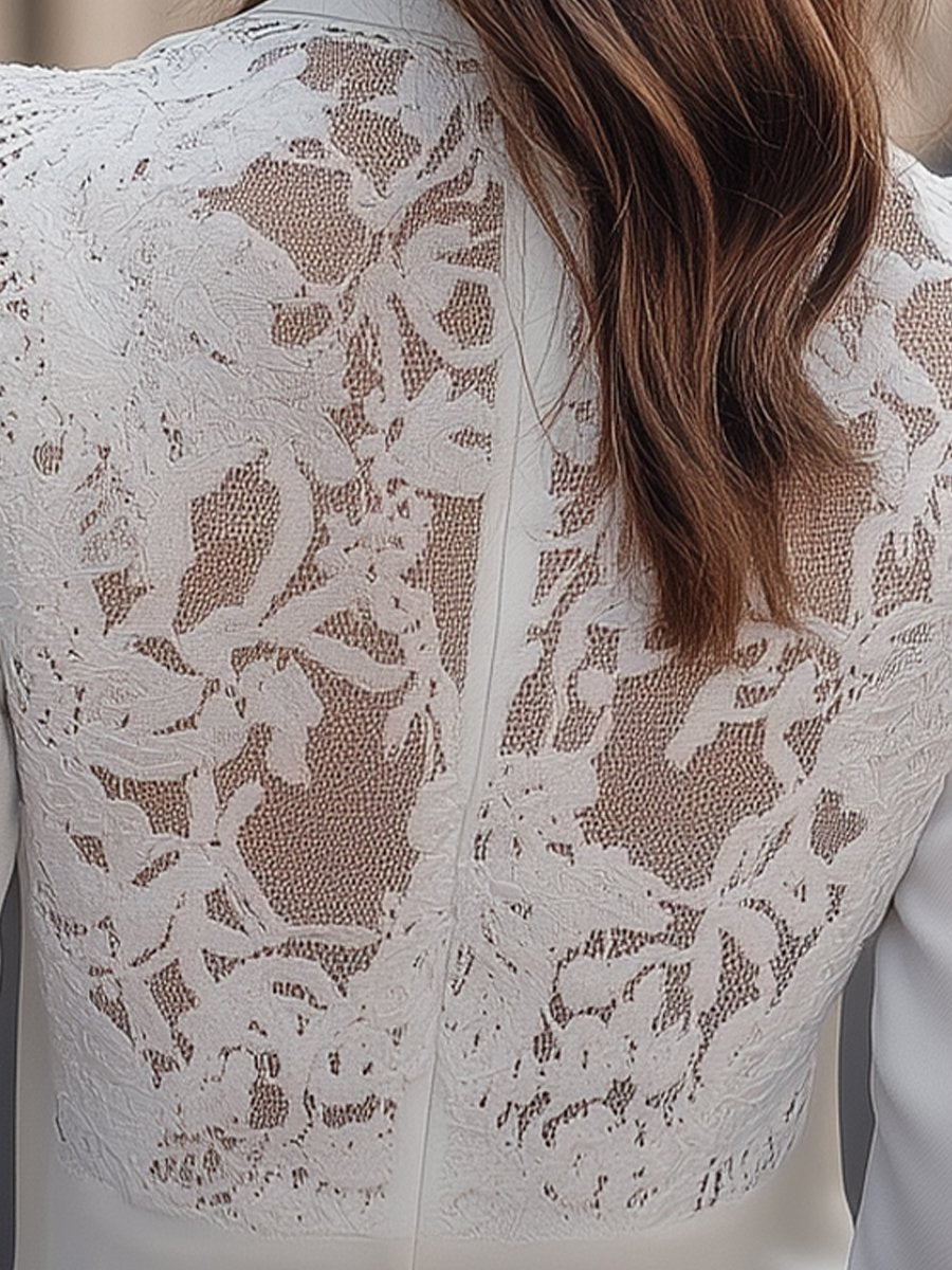 Elisa - Blazer Bianco Elegante Schiena Pizzo Bianco
