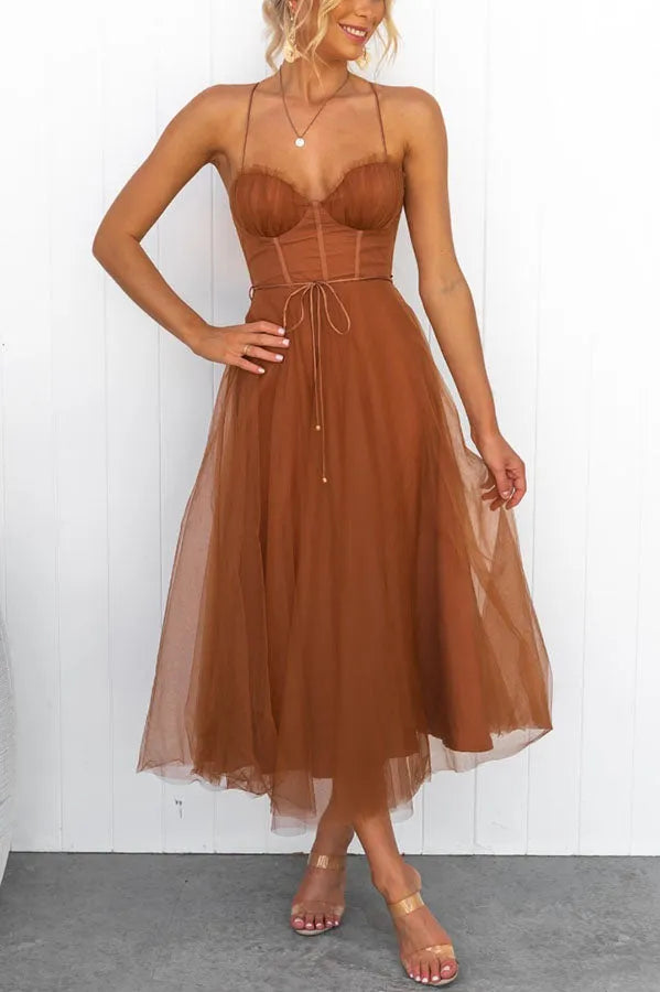 Emma - Abito Lungo di Eleganza Senza Tempo per Donna Ruggine