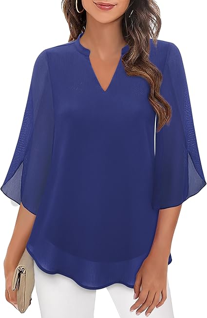 Emma – Blusa Traspirante con Maniche Svasate per Donna Blu