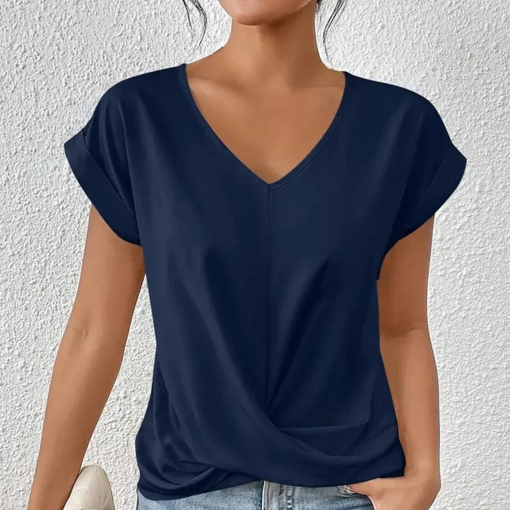 Evelina - Blusa con Scollo a V per Donna Blu