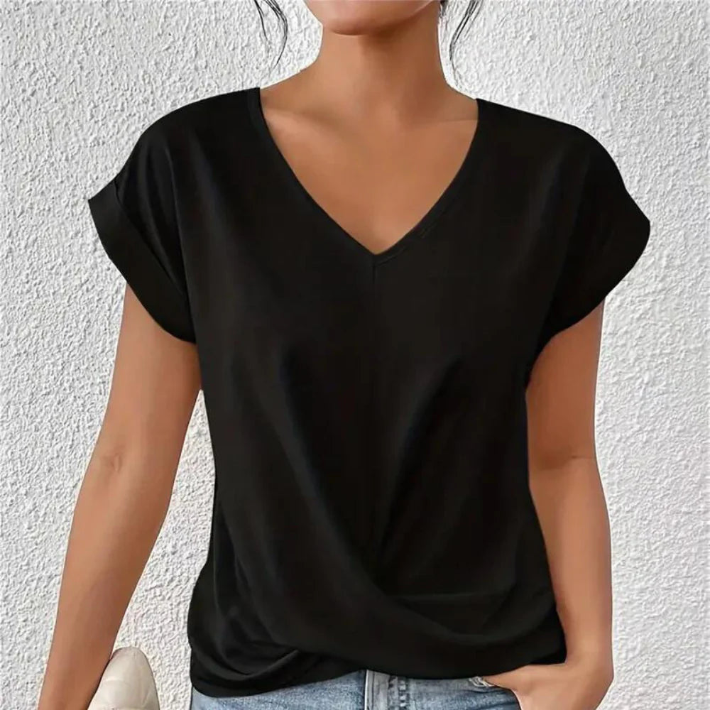 Evelina - Blusa con Scollo a V per Donna Nero