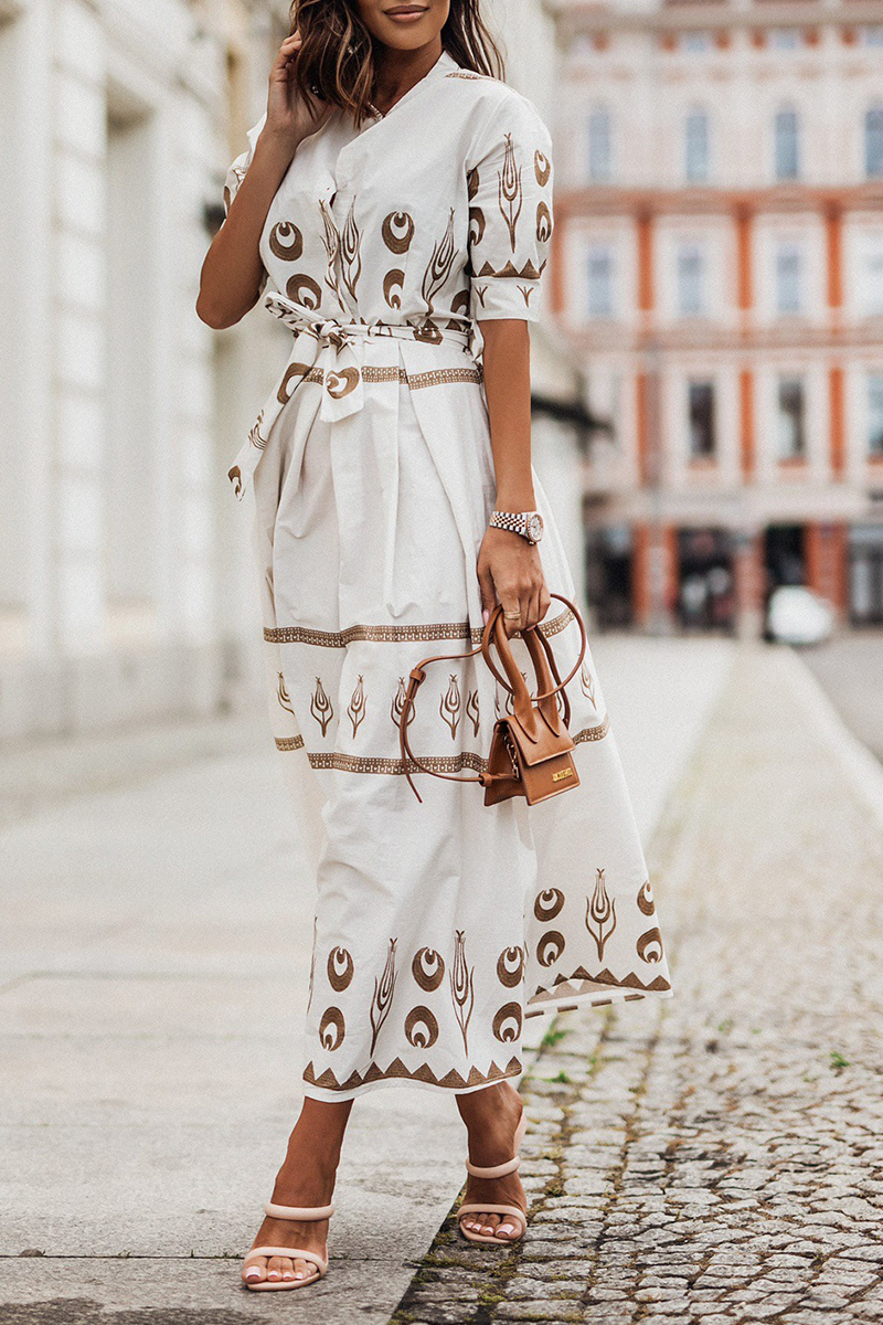 Federica – Vestito Vintage in Cotone con Cintura per Donna Bianco