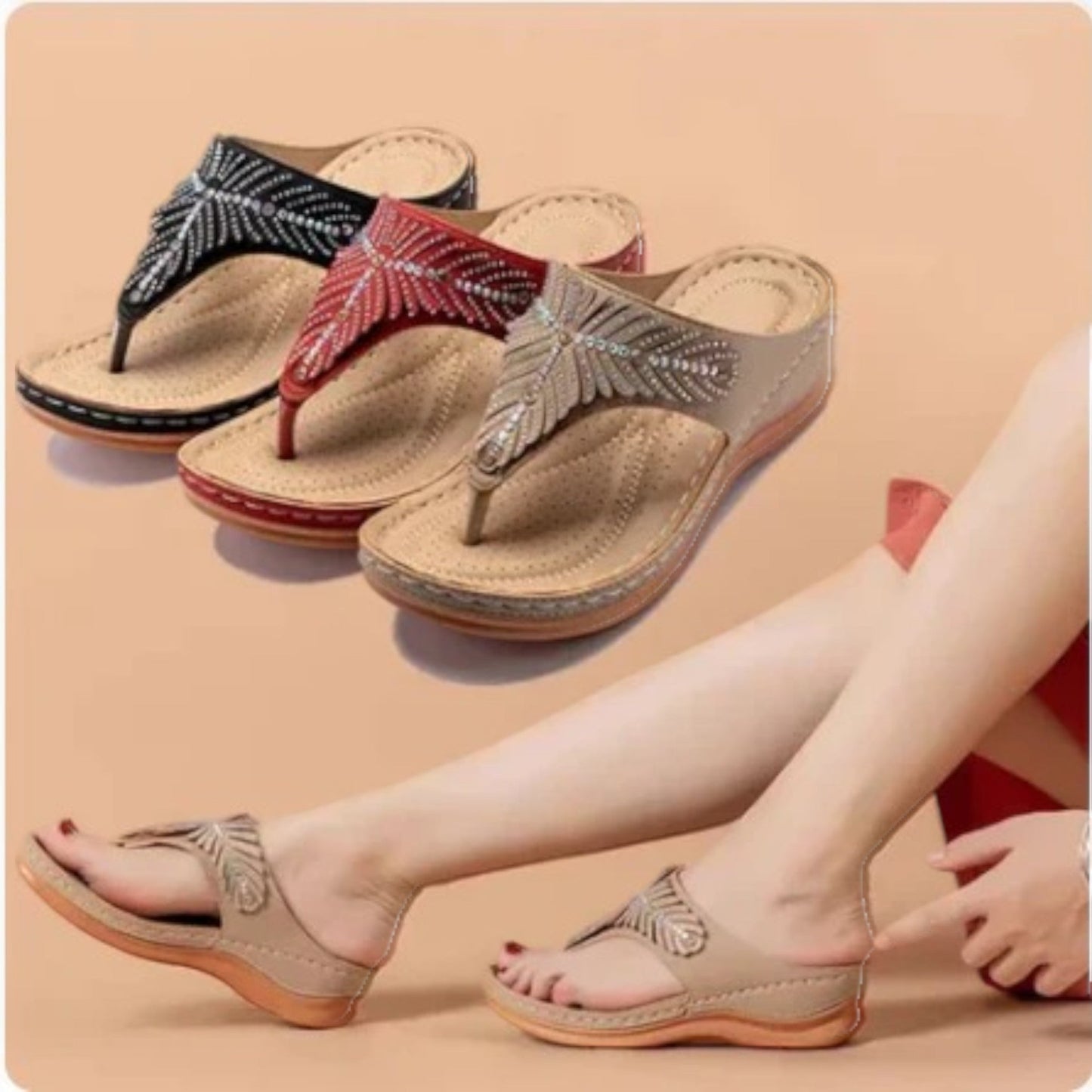 Felicita - Sandali Bassi Alla Moda Da Donna Beige 2