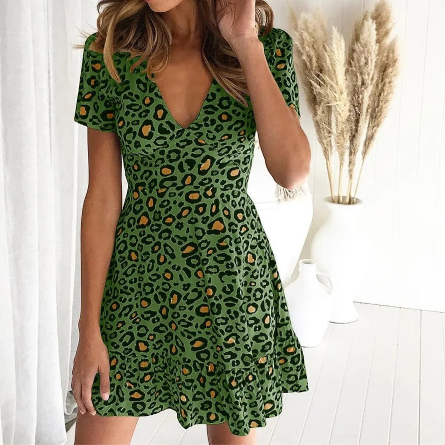 Fiorina - Abito Leopardato Alla Moda Per Donna Verde