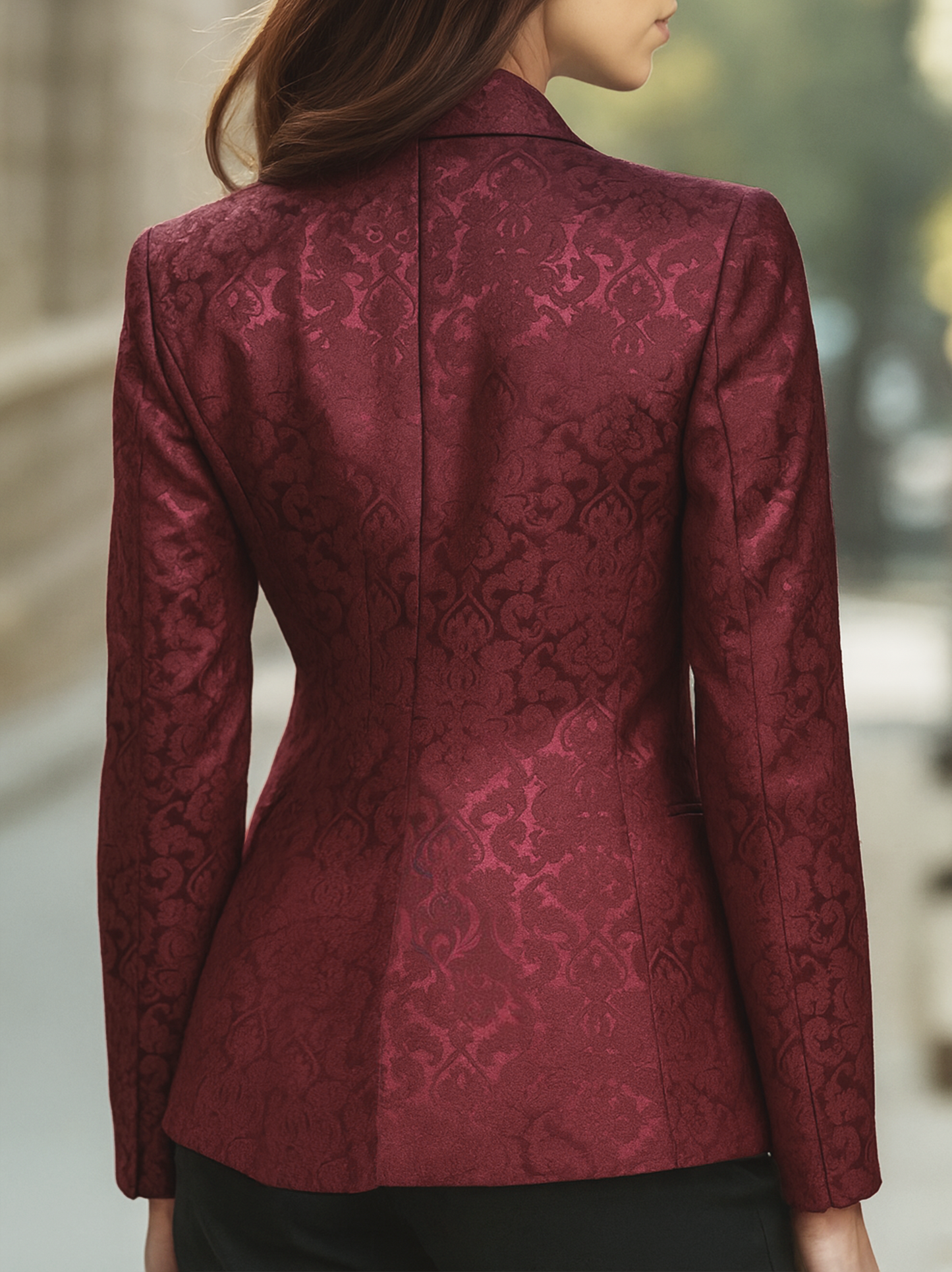 Fortunata - Schicker Weißer Blazer mit roter Rosenstickerei Borgogna