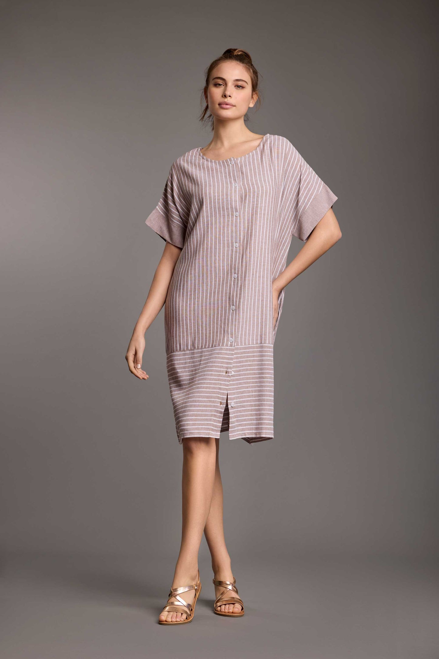 Francesca – Abito Gessato in Misto Lino Stile Nives 2