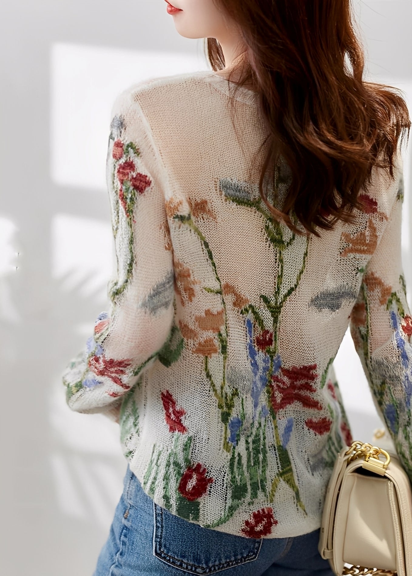 Faustina - Maglione elegante lavorato a maglia con disegno floreale per donna