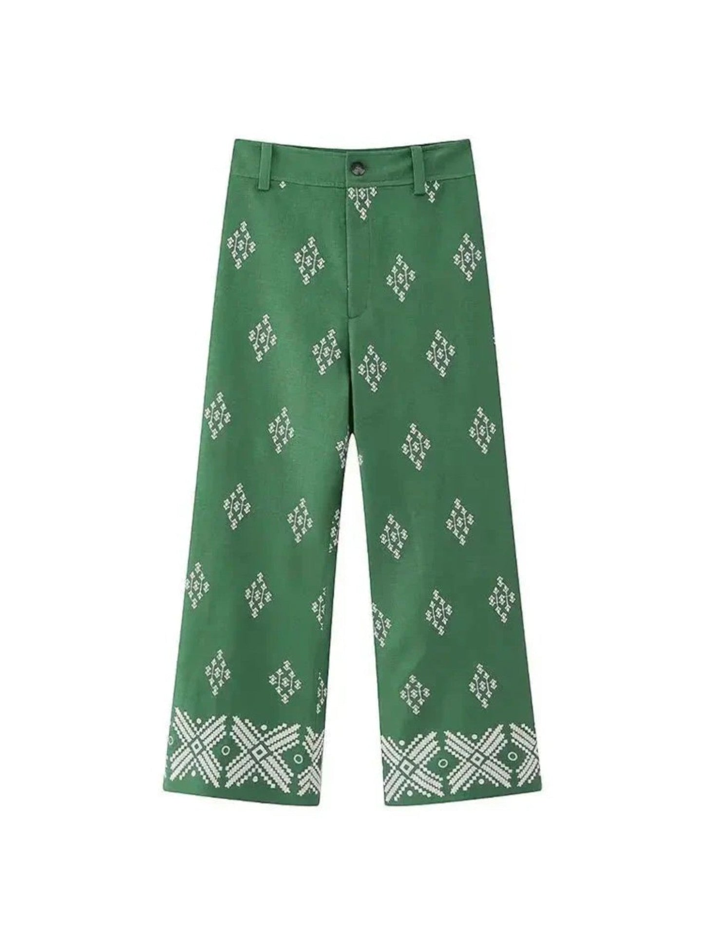 Frida - Pantaloni Estivi Bohémien Da Donna Verde