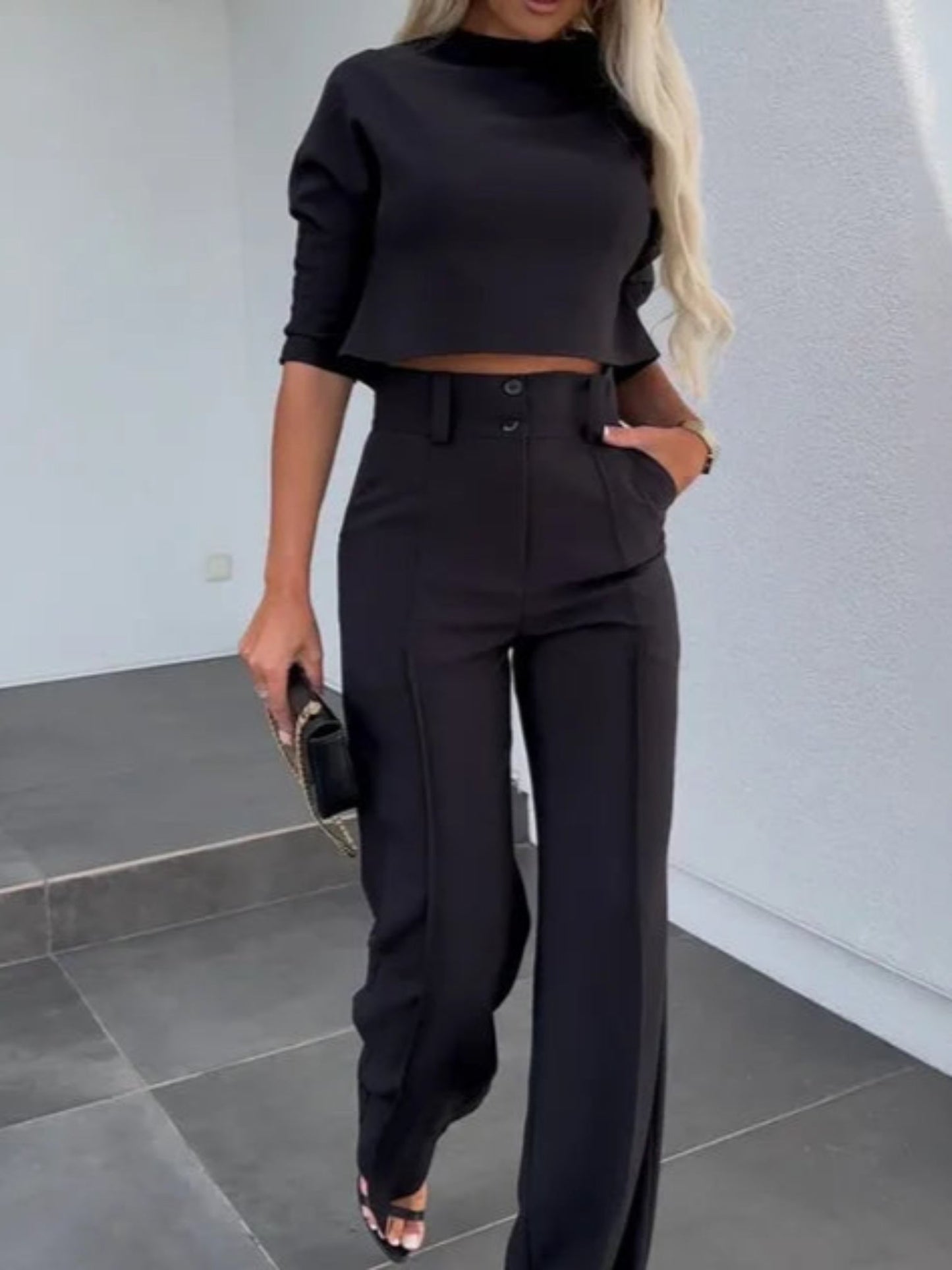 Gabriela - Set Due Pezzi Di Tendenza Per Donna Nero