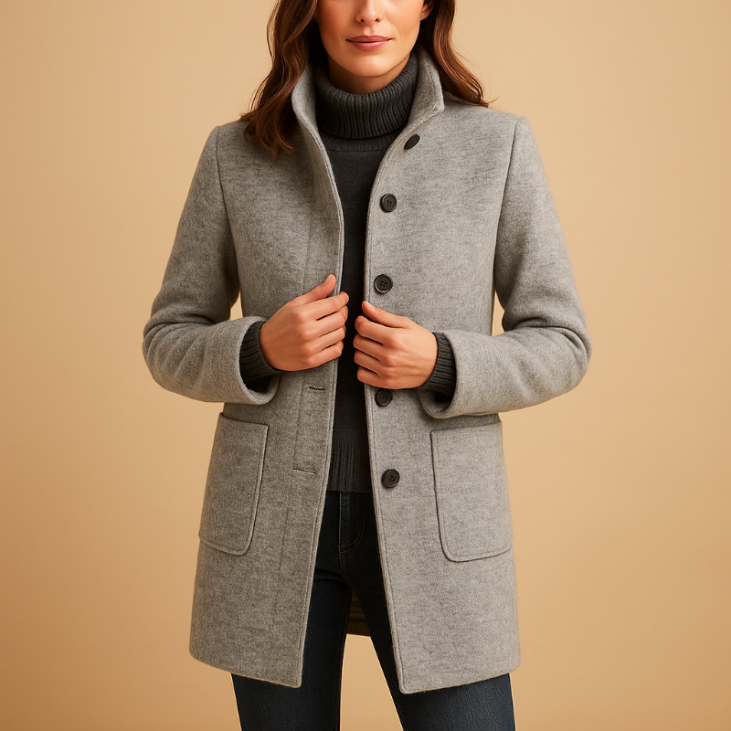 Gabriella - Warme Damen-Winterjacke mit elegantem  Grigio chiaro