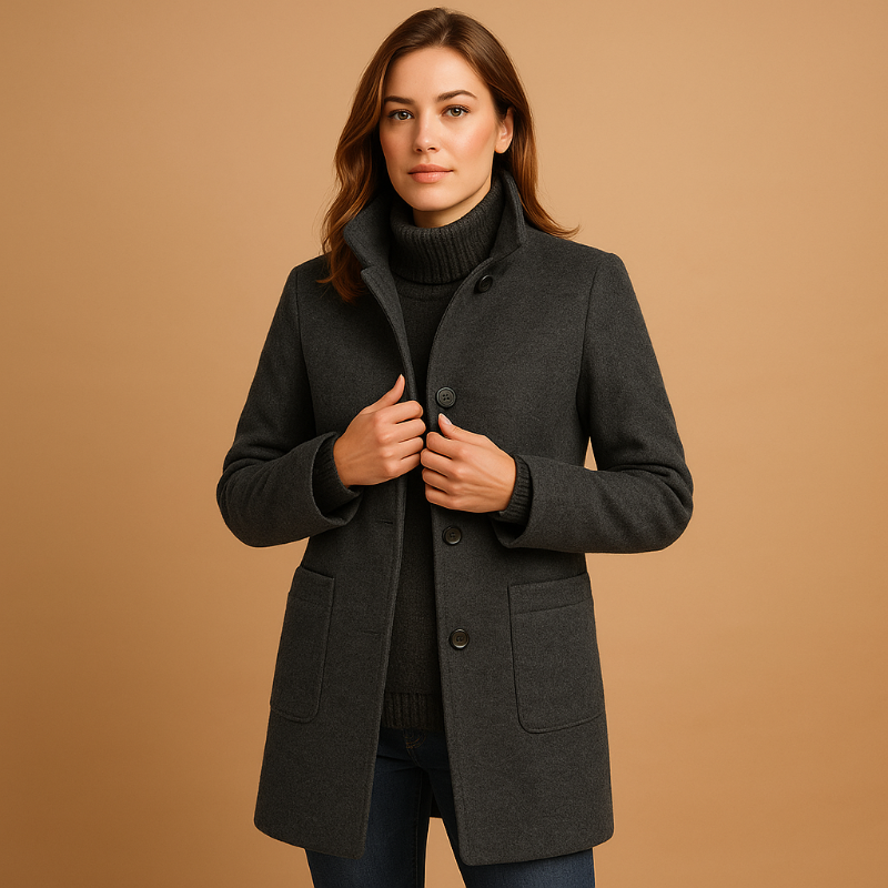 Gabriella - Warme Damen-Winterjacke mit elegantem  Grigio scuro