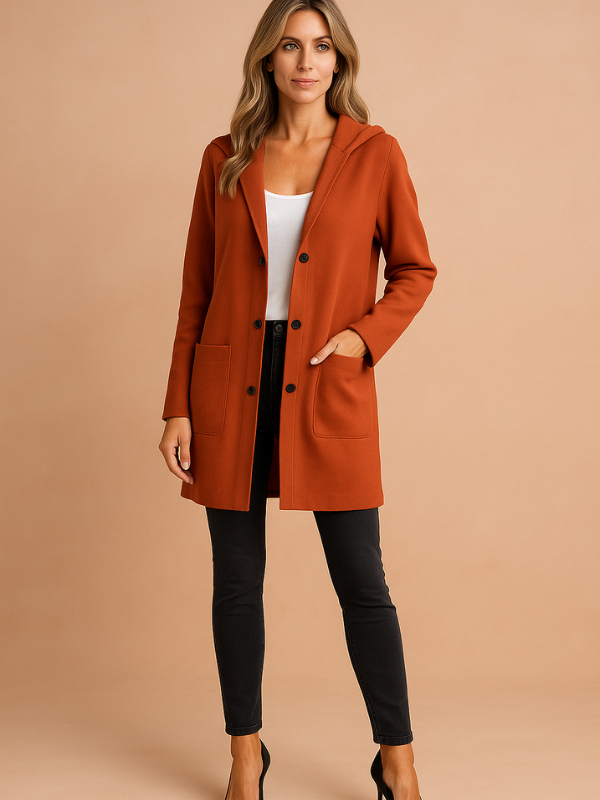 Anita - Giacca trench casual da donna con cappuccio e vestibilità ampia