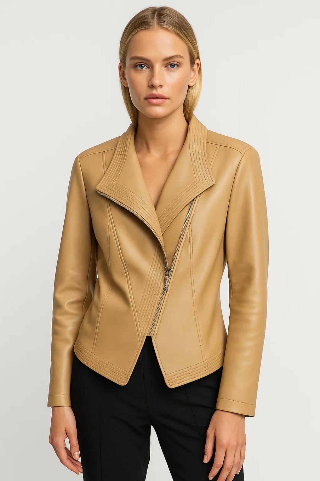 Veronica - Giacca corta sartoriale con zip asimmetrica e vestibilità impeccabile