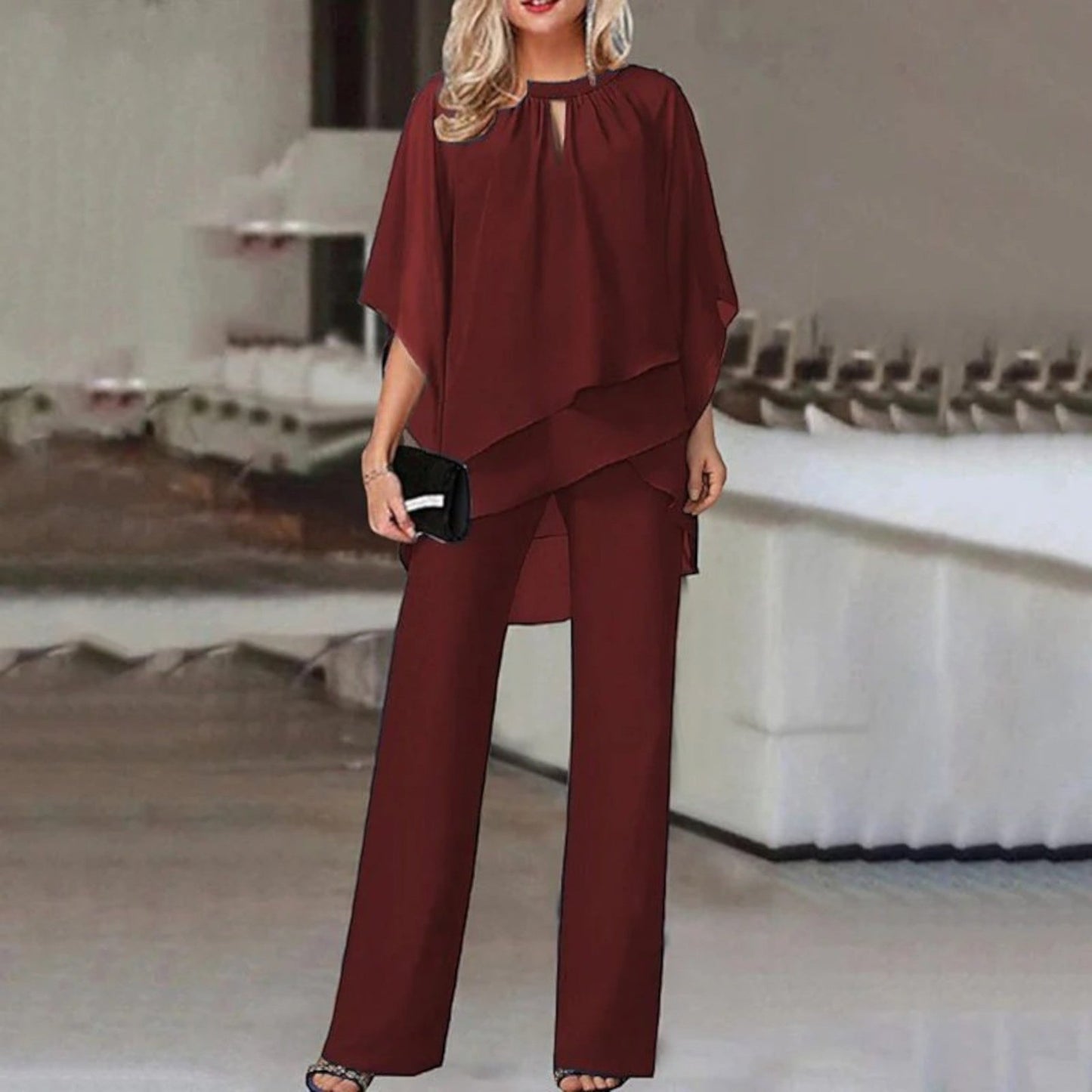 Giacinta - Completo Due Pezzi Elegante Per Donna Rosso