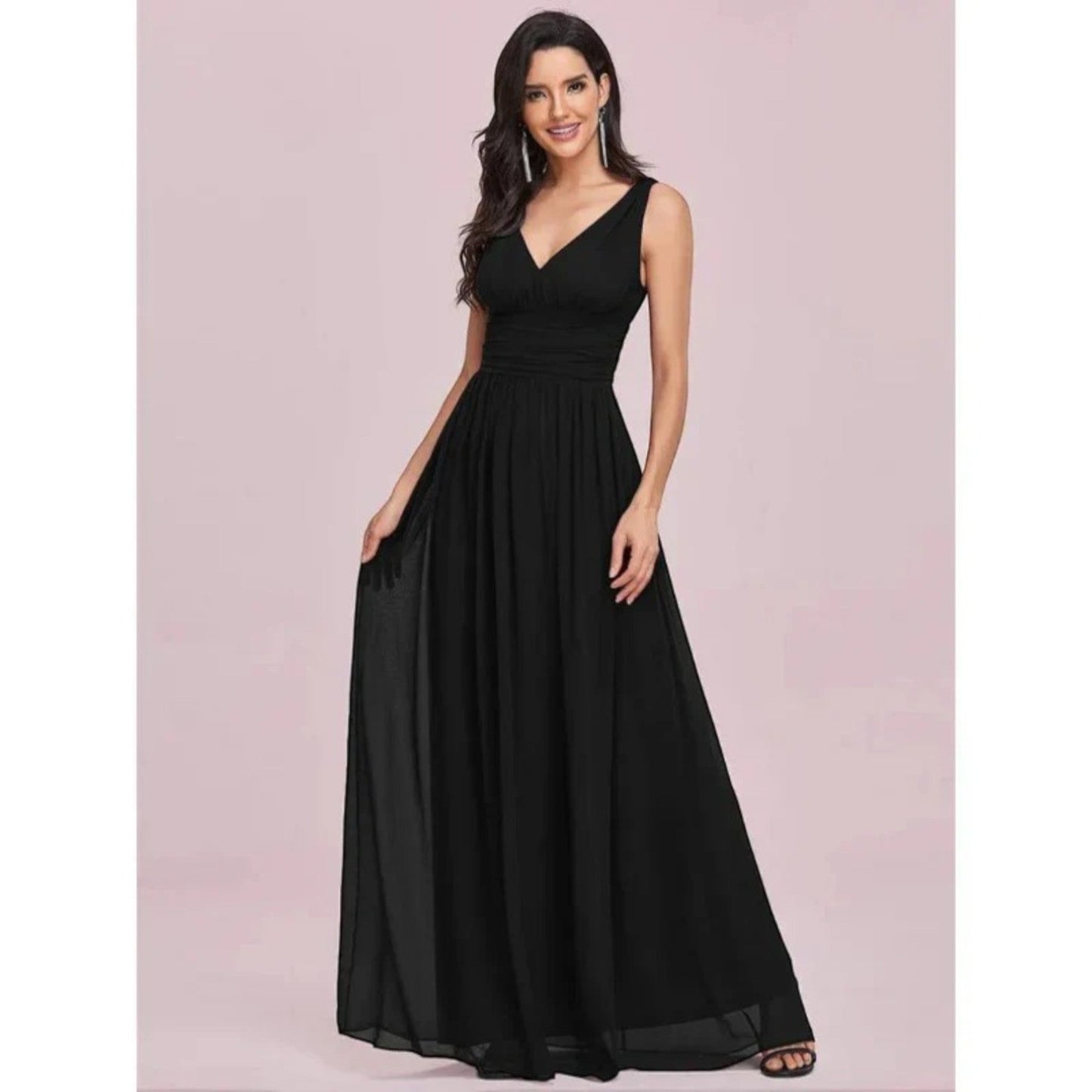 Gilda - Elegante Abito Con Scollo A V Da Donna Nero