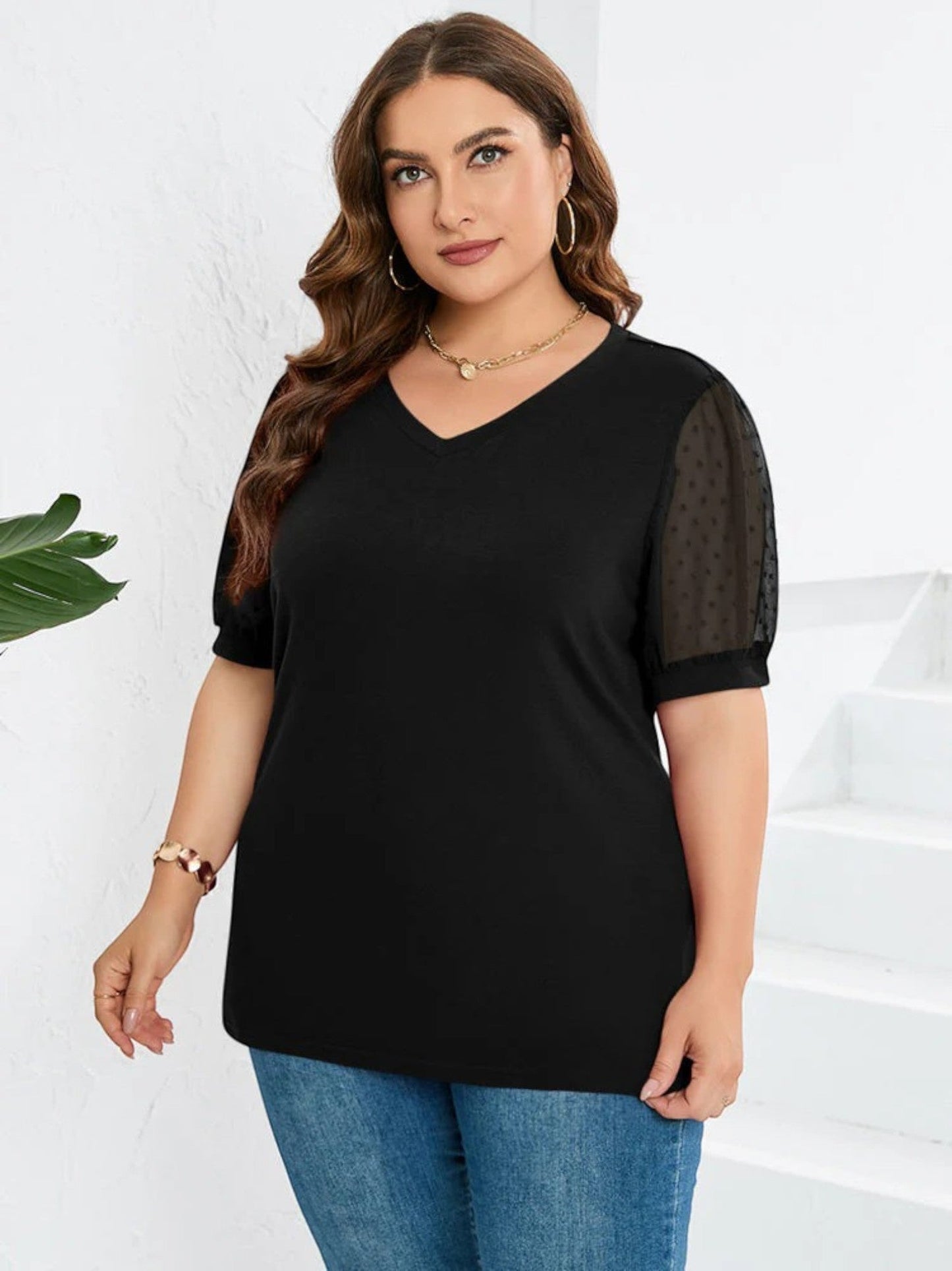 Ginevra - Top Elegante Con Scollo A V Per Donna Nero