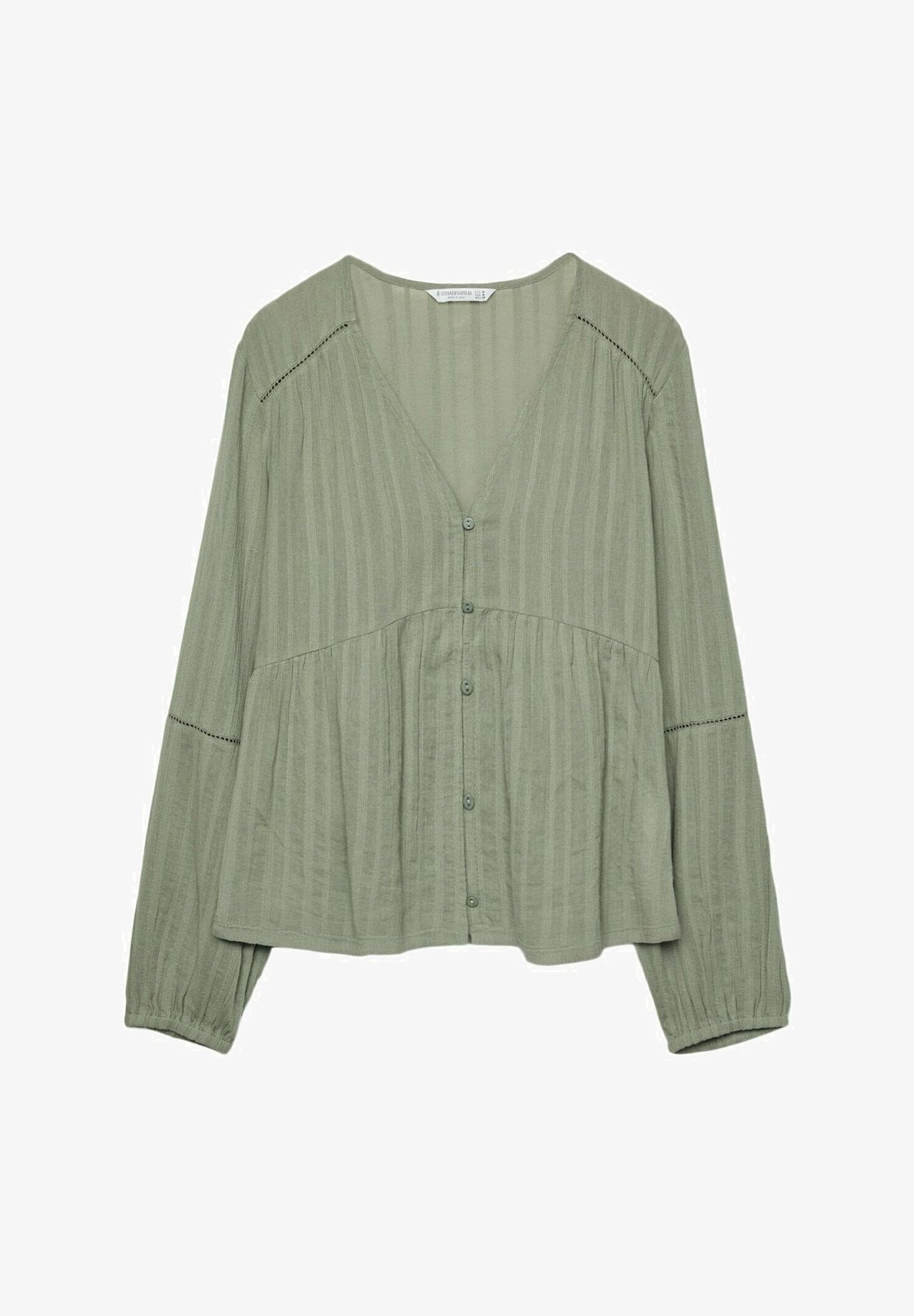 Ginevra – Blusa Fluida con Dettagli Khaki Naturale