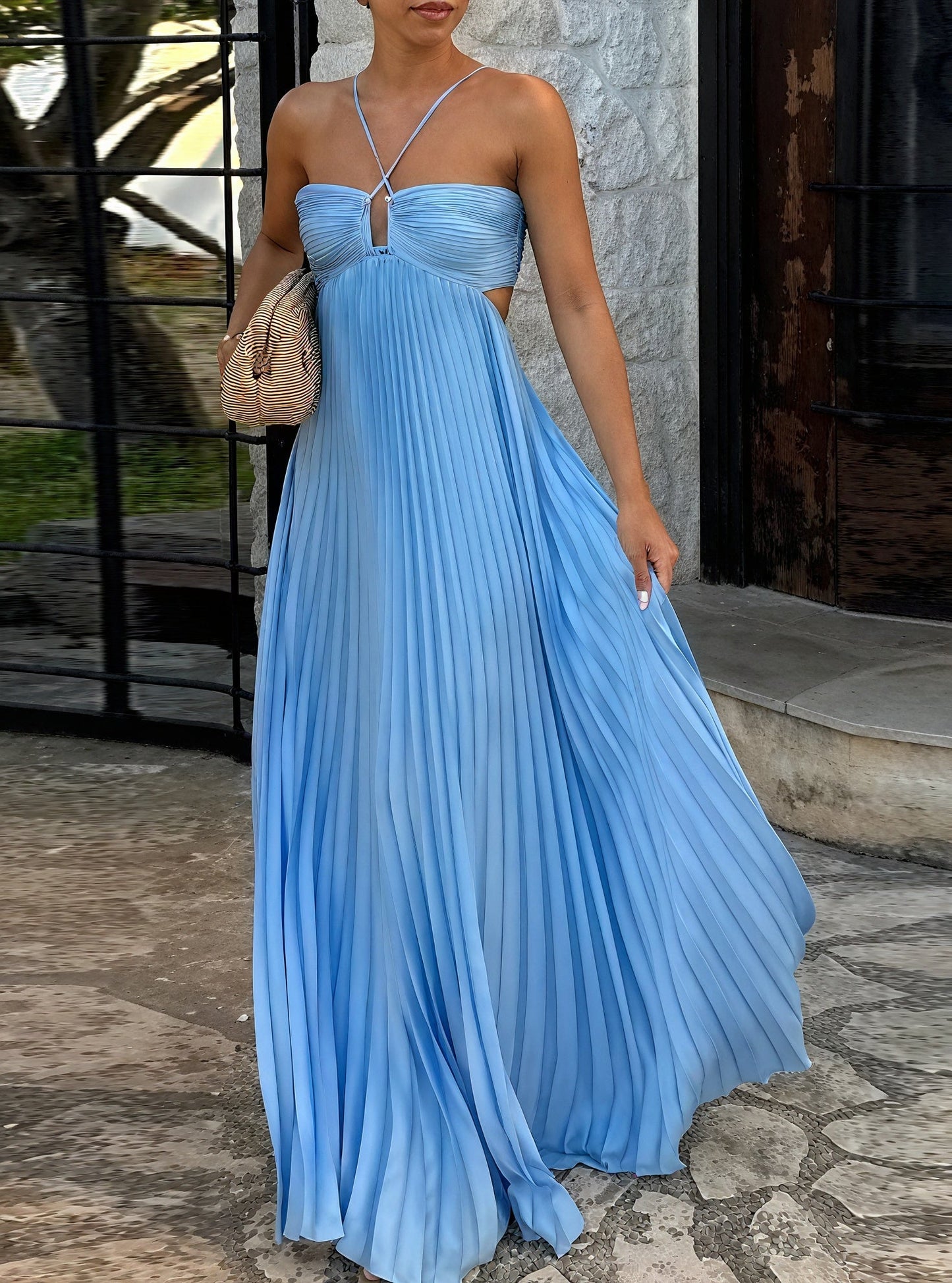 Giselda – Abito Lungo Elegante dallo Stile Moderno Blu