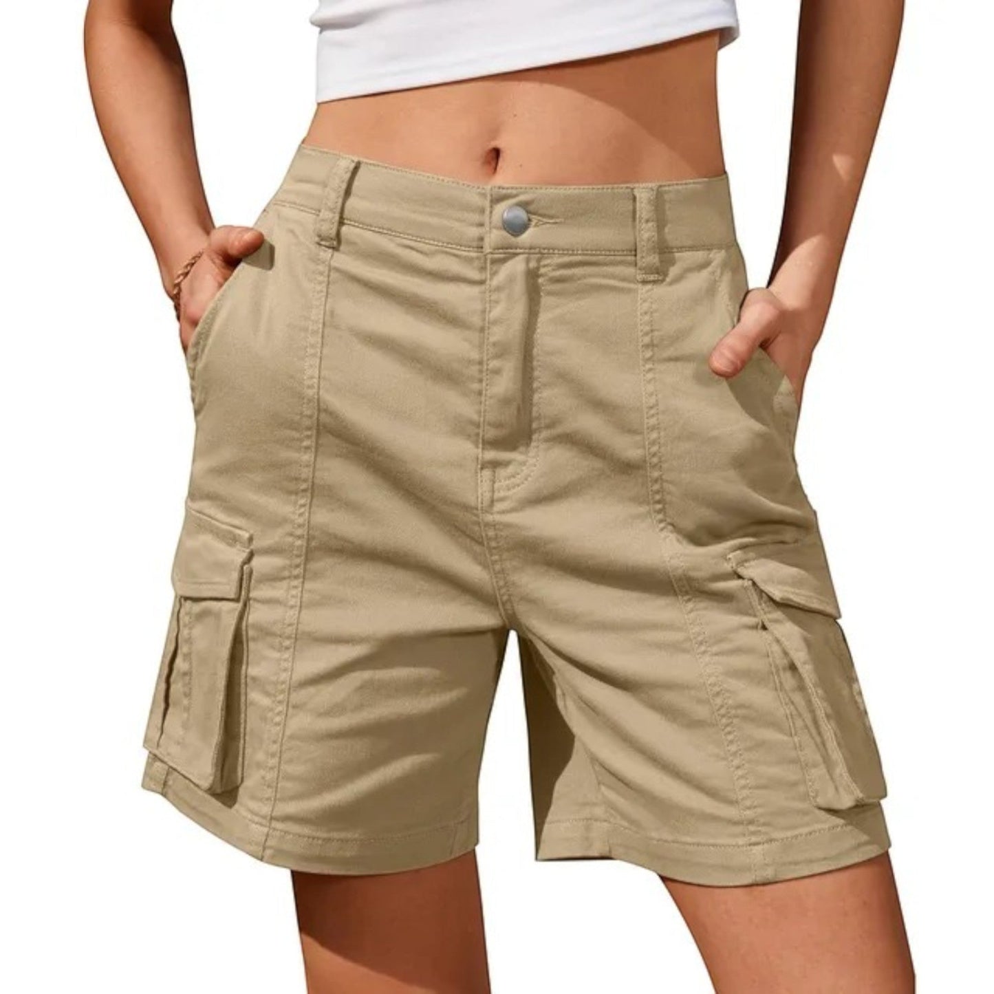 Giulietta - Pantaloncini Cargo Comodi Da Donna Cachi