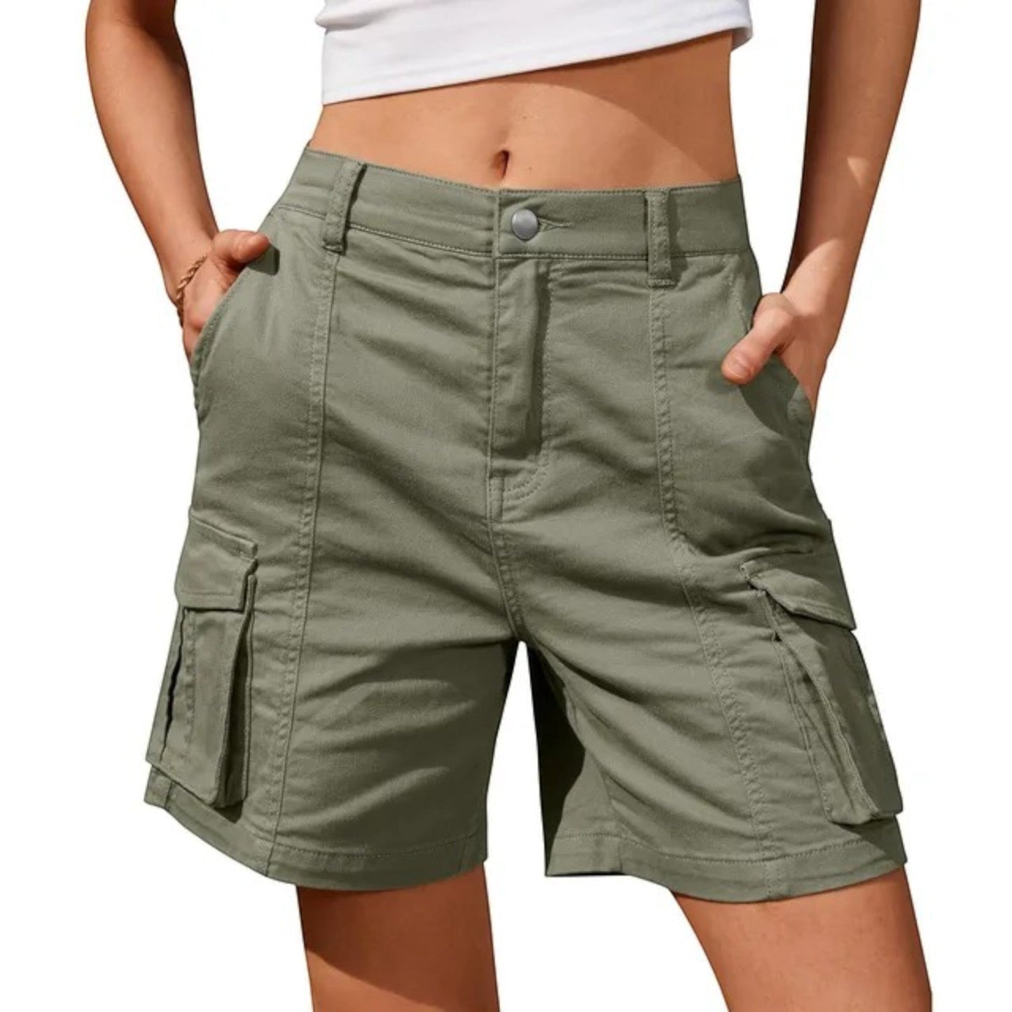 Giulietta - Pantaloncini Cargo Comodi Da Donna Verde Militare