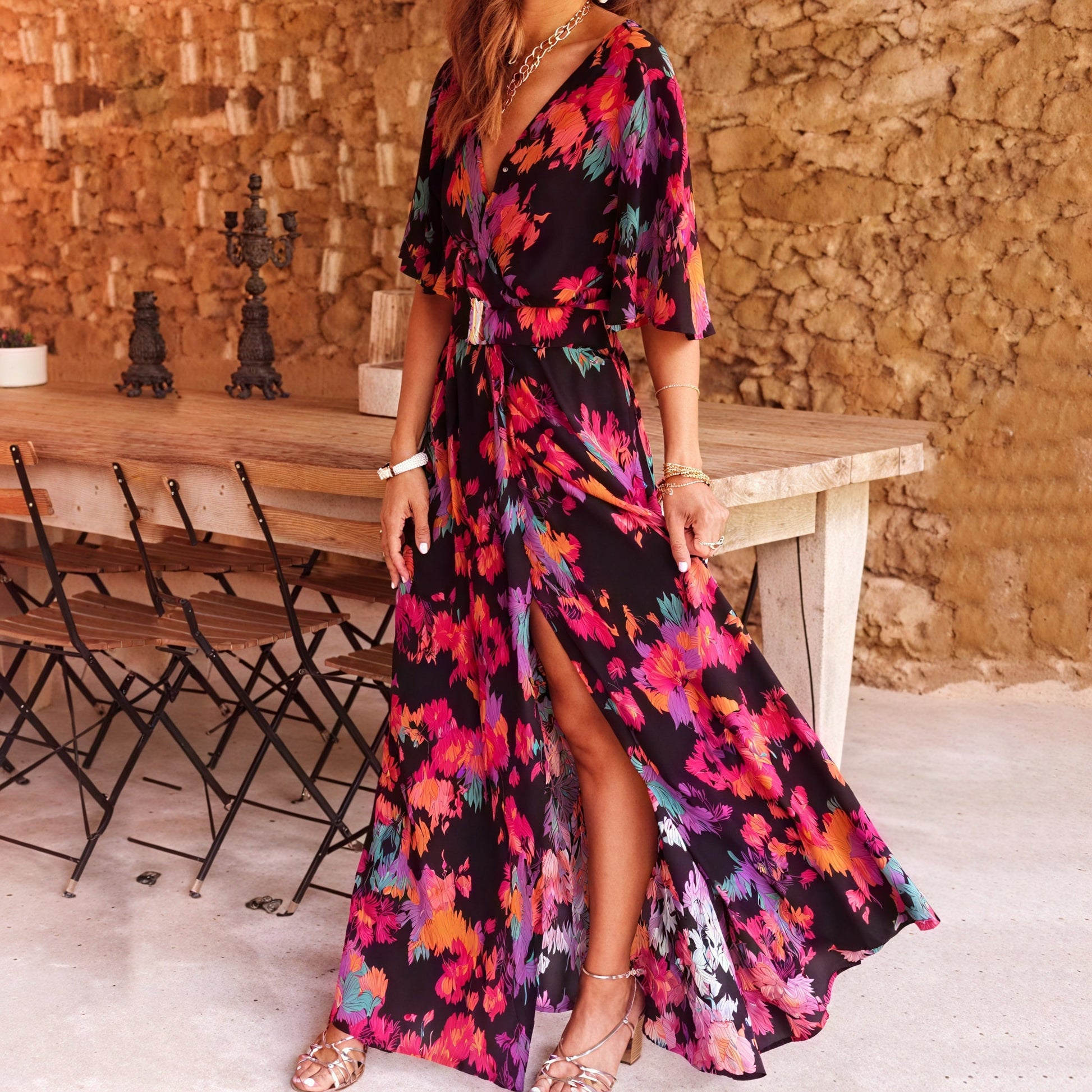 Gloriana - Abito Bohemien Chic per Occasioni Estive Nero