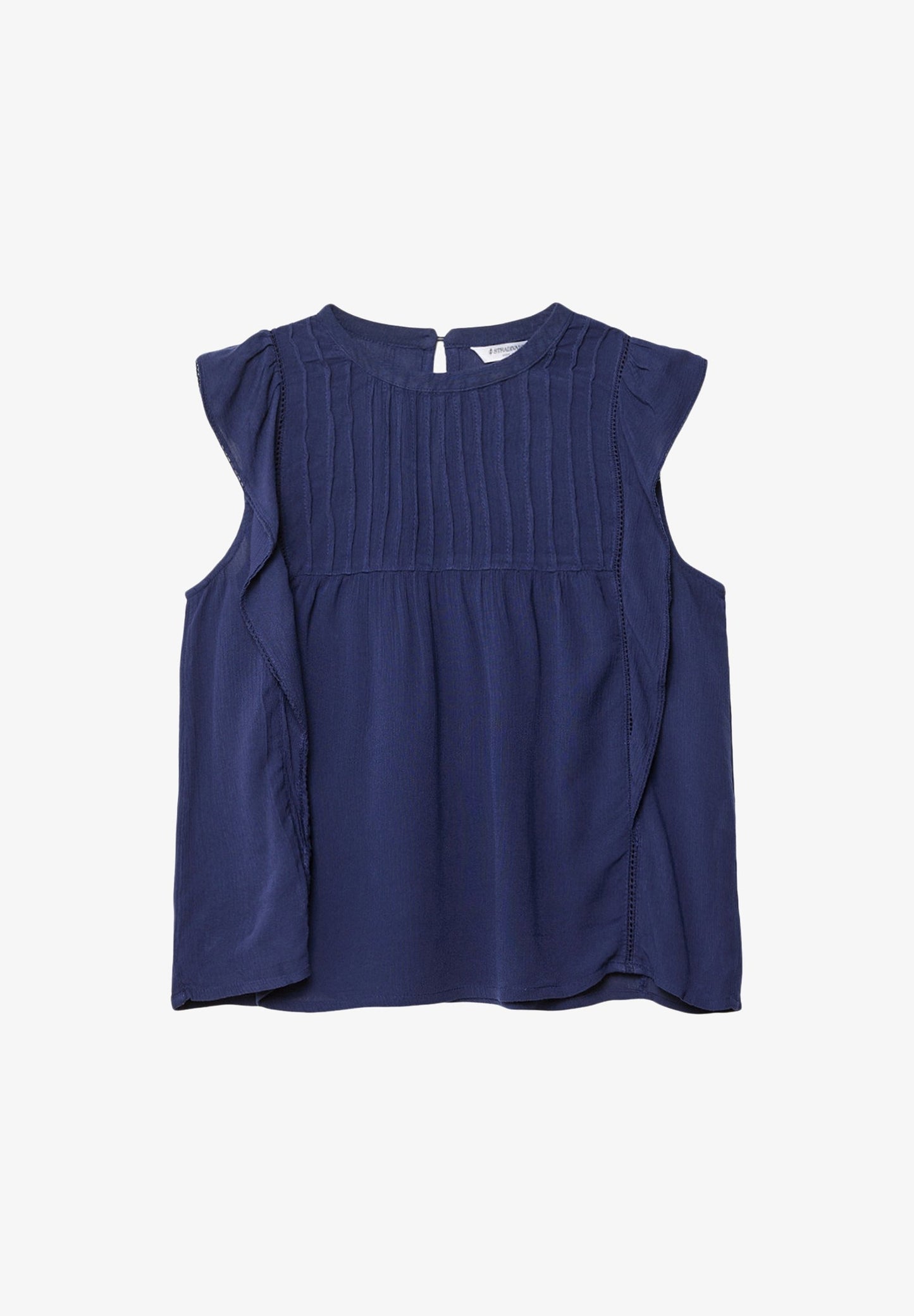 Greta – Blusa con Volant Fluida Blu Elegante