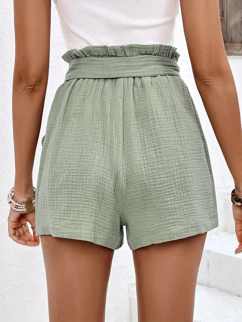 Guglielmina - Shorts a Vita Alta con Cintura Verde