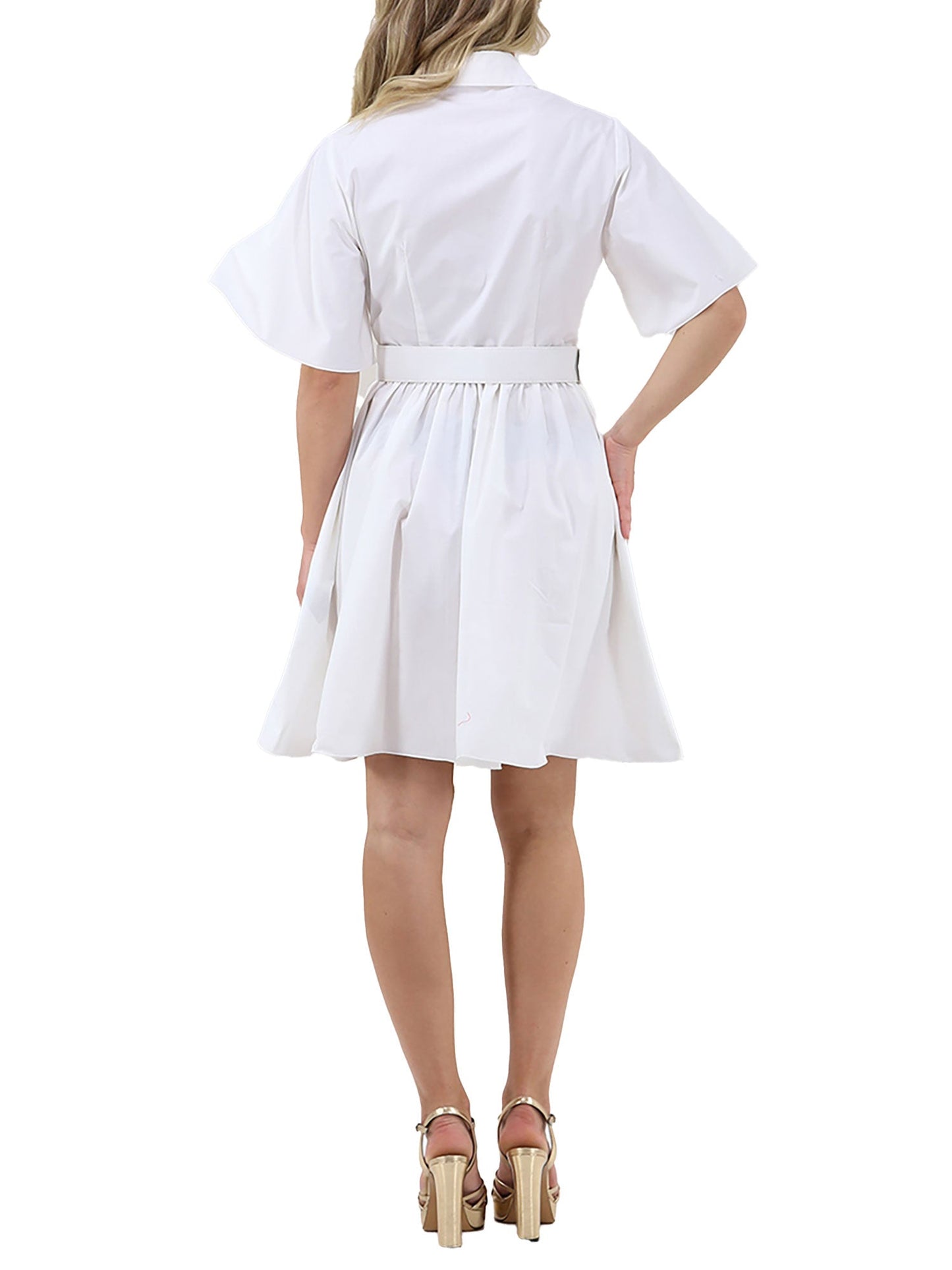 Tullia - Abito corto in cotone bianco con cintura donna