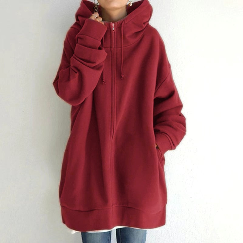 Arabella - Felpa invernale oversize con cappuccio donna