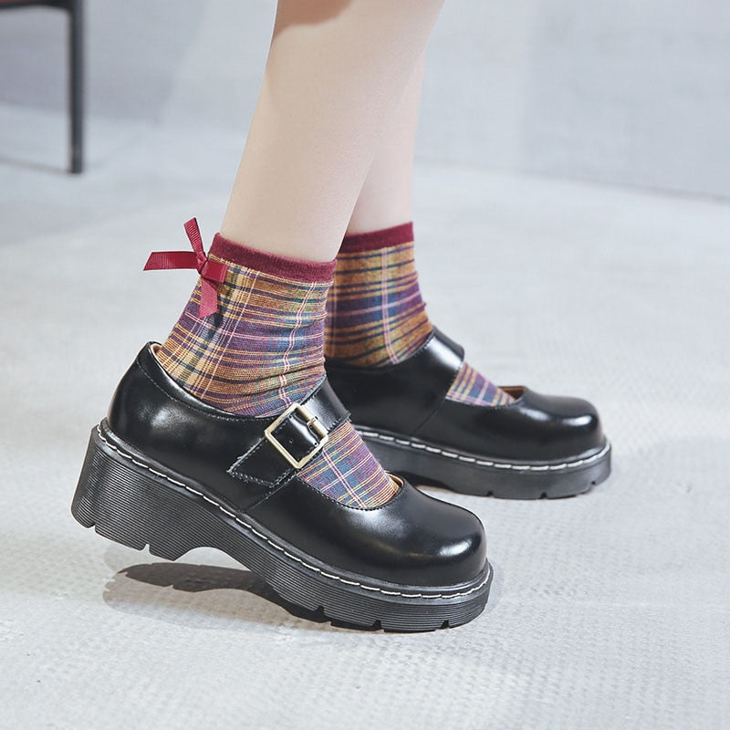 Maurita – Mary Jane Donna con Plateau e Tacco Chunky Vintage Marrone