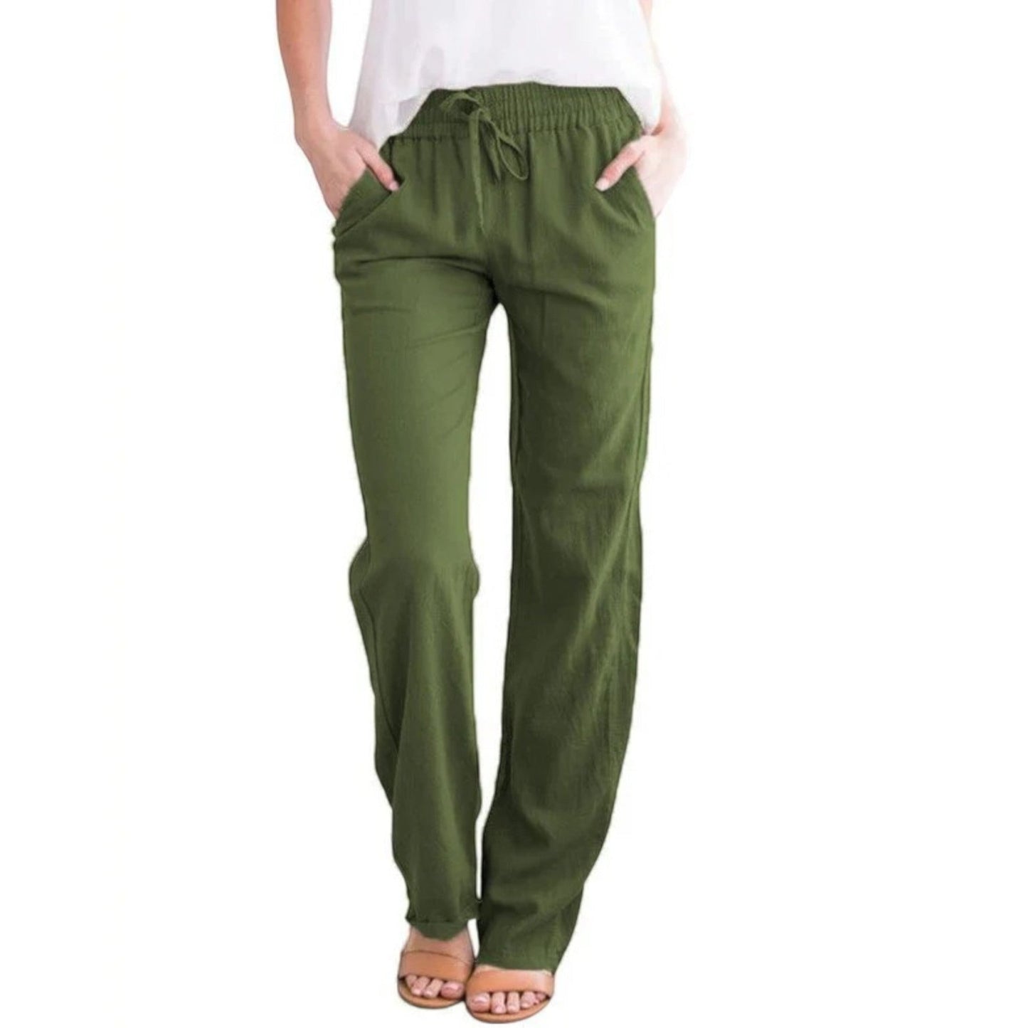 Hadea - Pantaloni Estivi Comodi Da Donna Verde