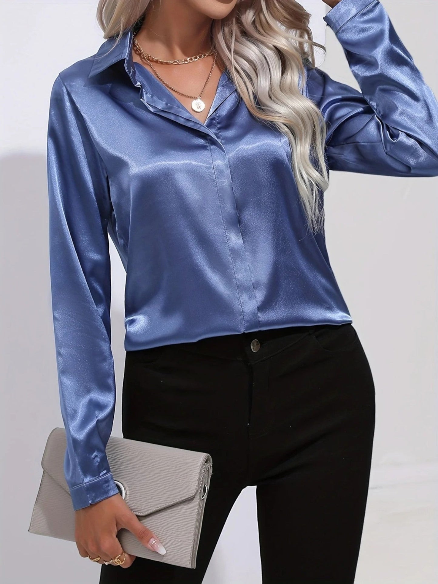 Hadria – Camicia Elegante e Lucida da Donna Blu