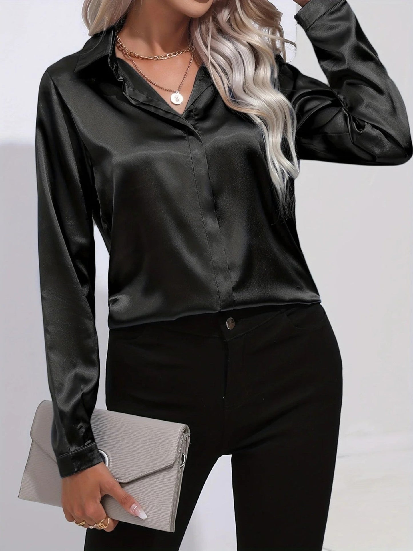 Hadria – Camicia Elegante e Lucida da Donna Nero