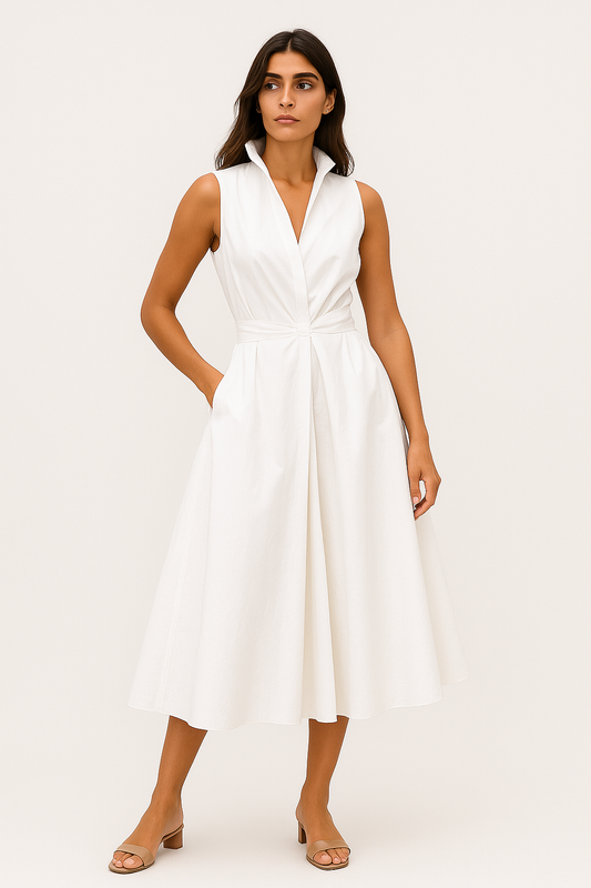 Hanina - Abito Elegante Donna in Cotone Comodo Bianco