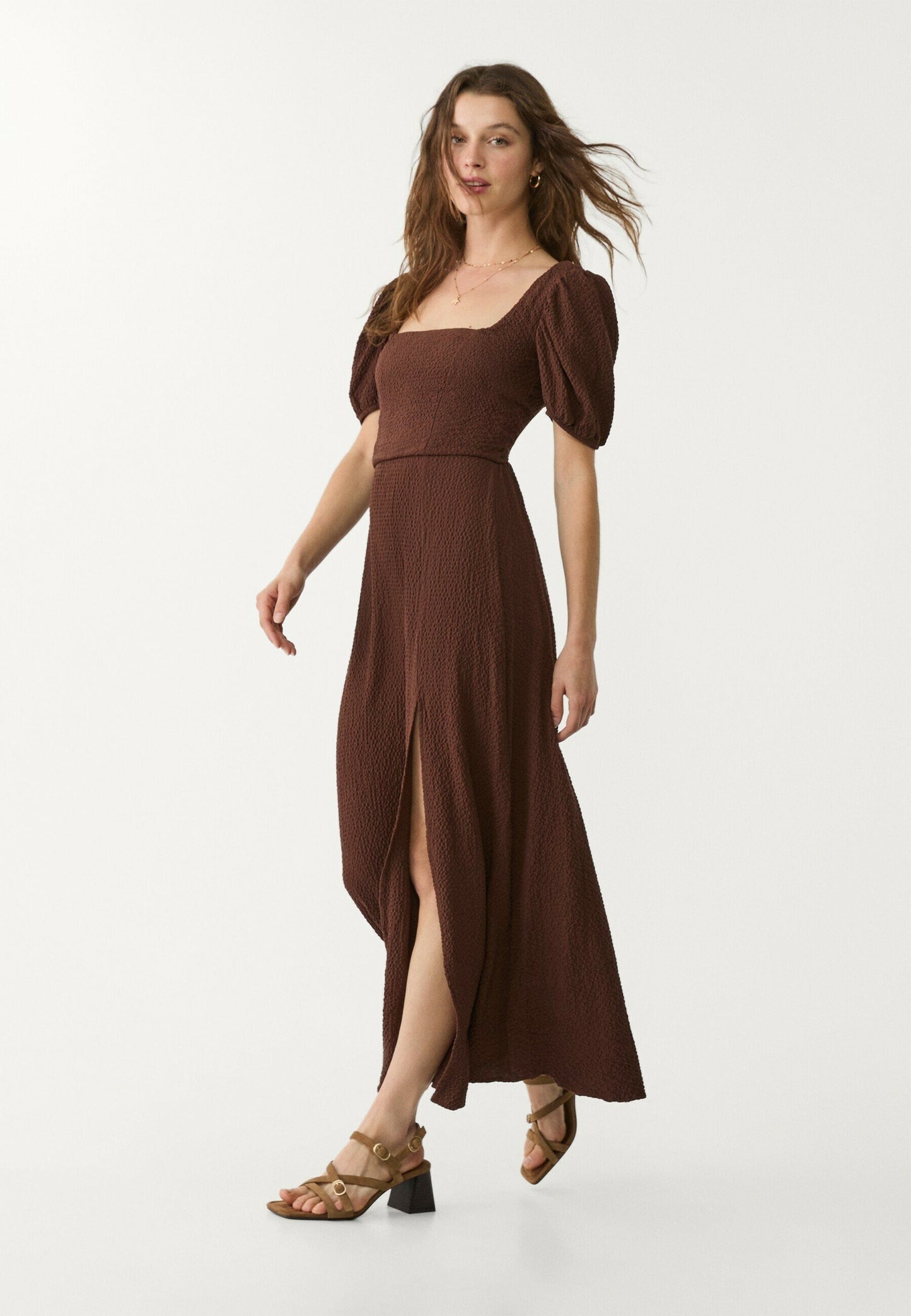 Hanna – Abito Lungo Marrone Scuro Elegante