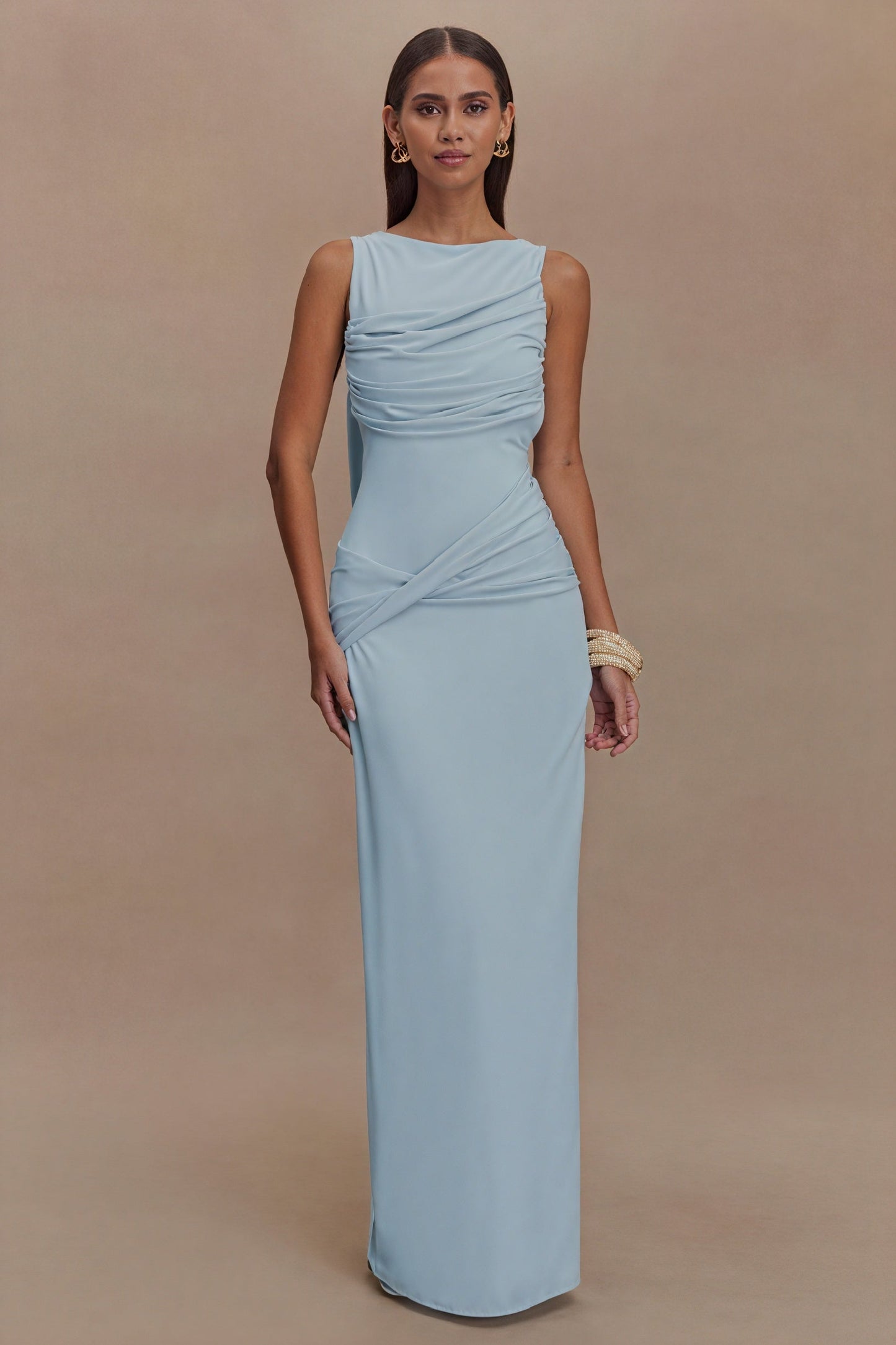 Hannelore – Abito Lungo Drappeggiato dallo Stile Sofisticato Blu