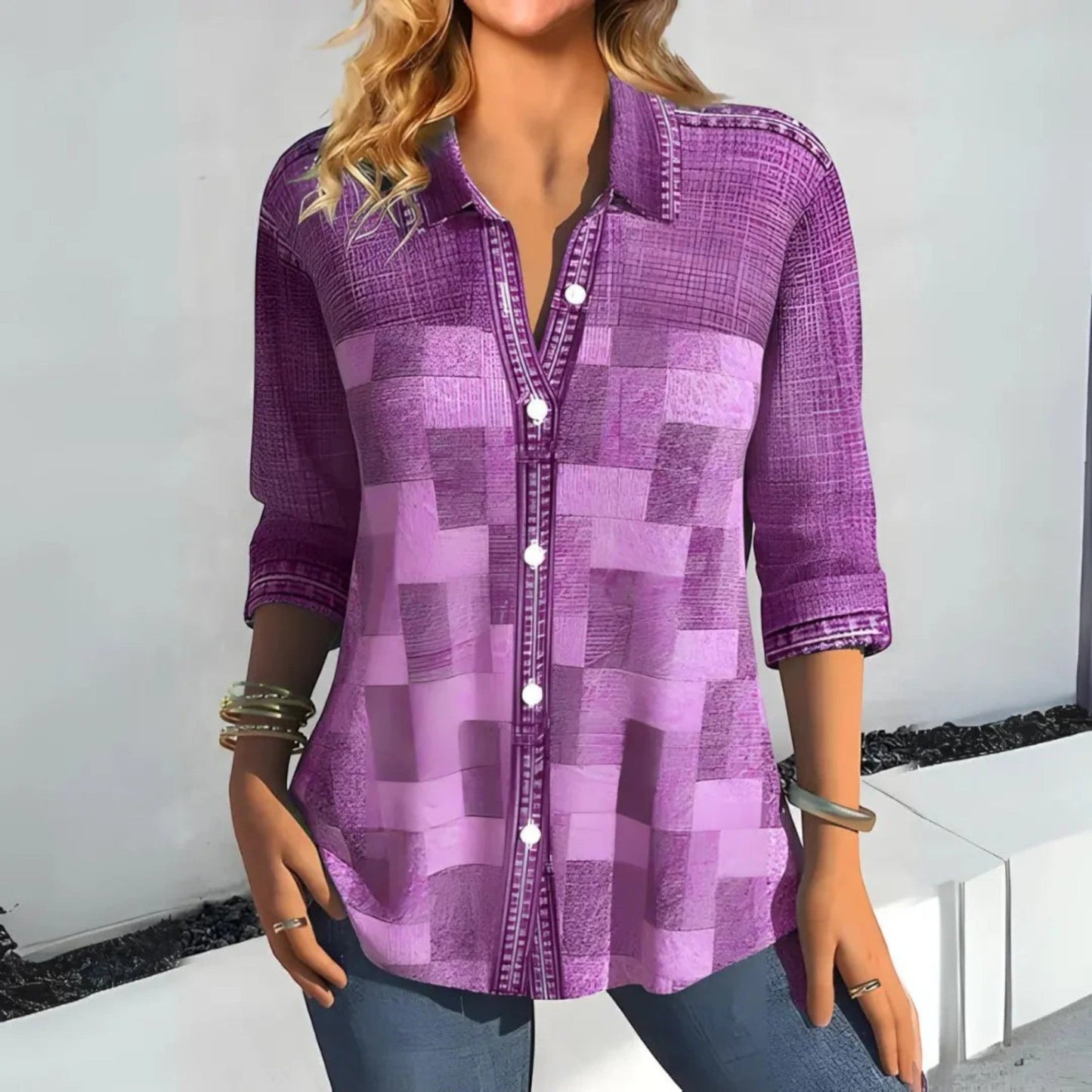 Hanya - Camicia Estiva a Quadri da Donna Viola