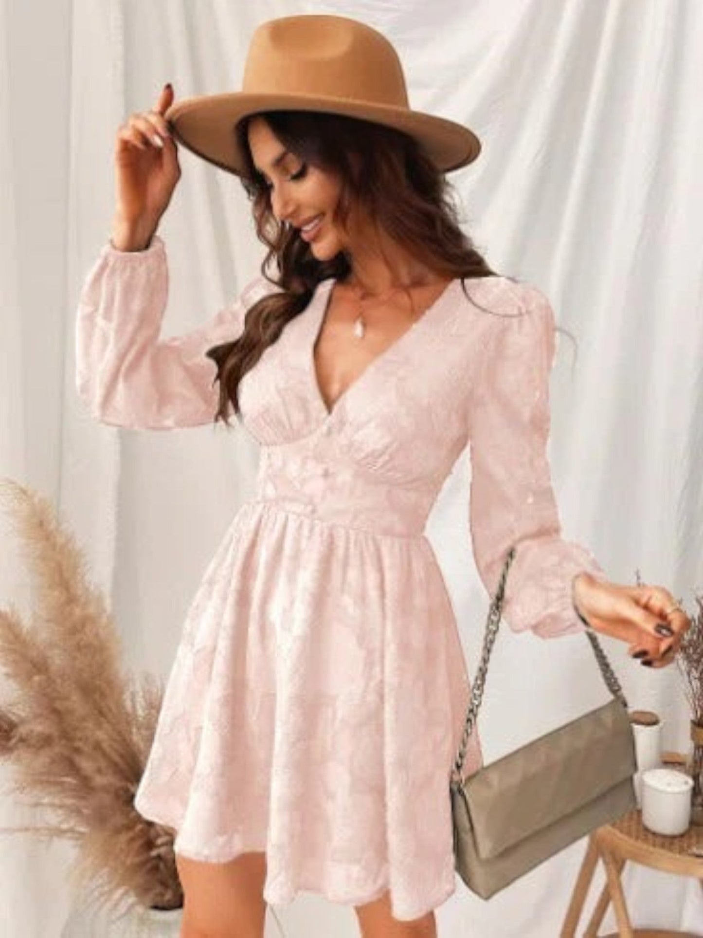Hasna - Vestito Estivo Con Scollo A V Stampato Per Donna Rosa