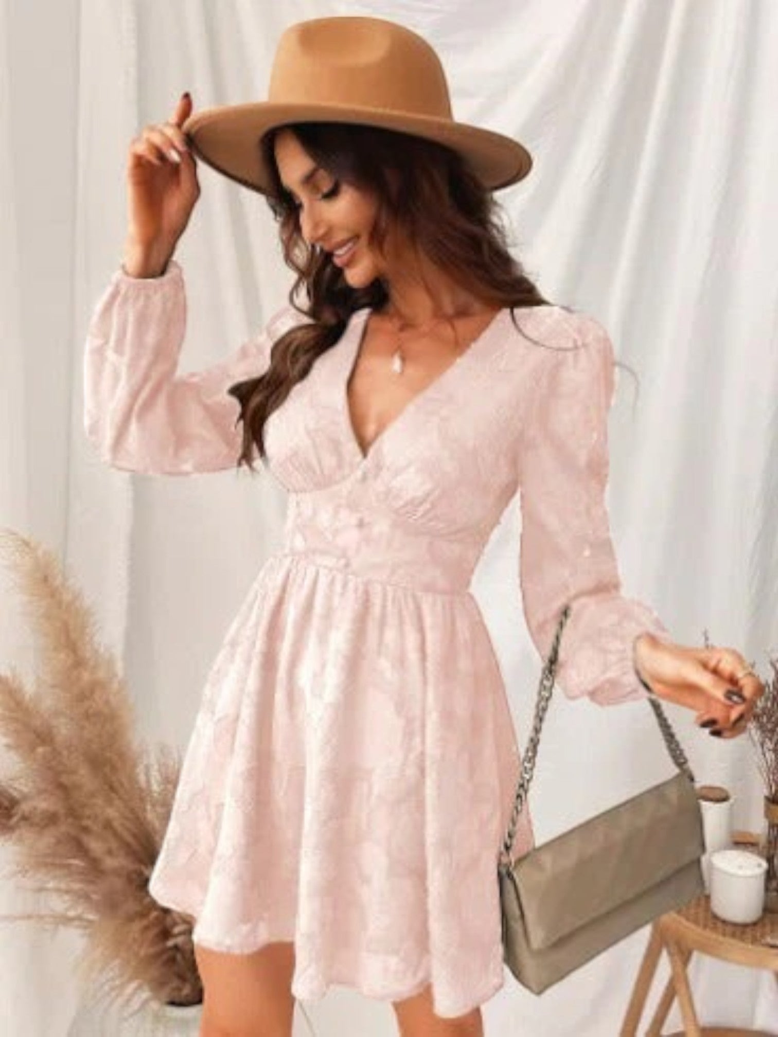 Hasna - Vestito Estivo Con Scollo A V Stampato Per Donna Rosa