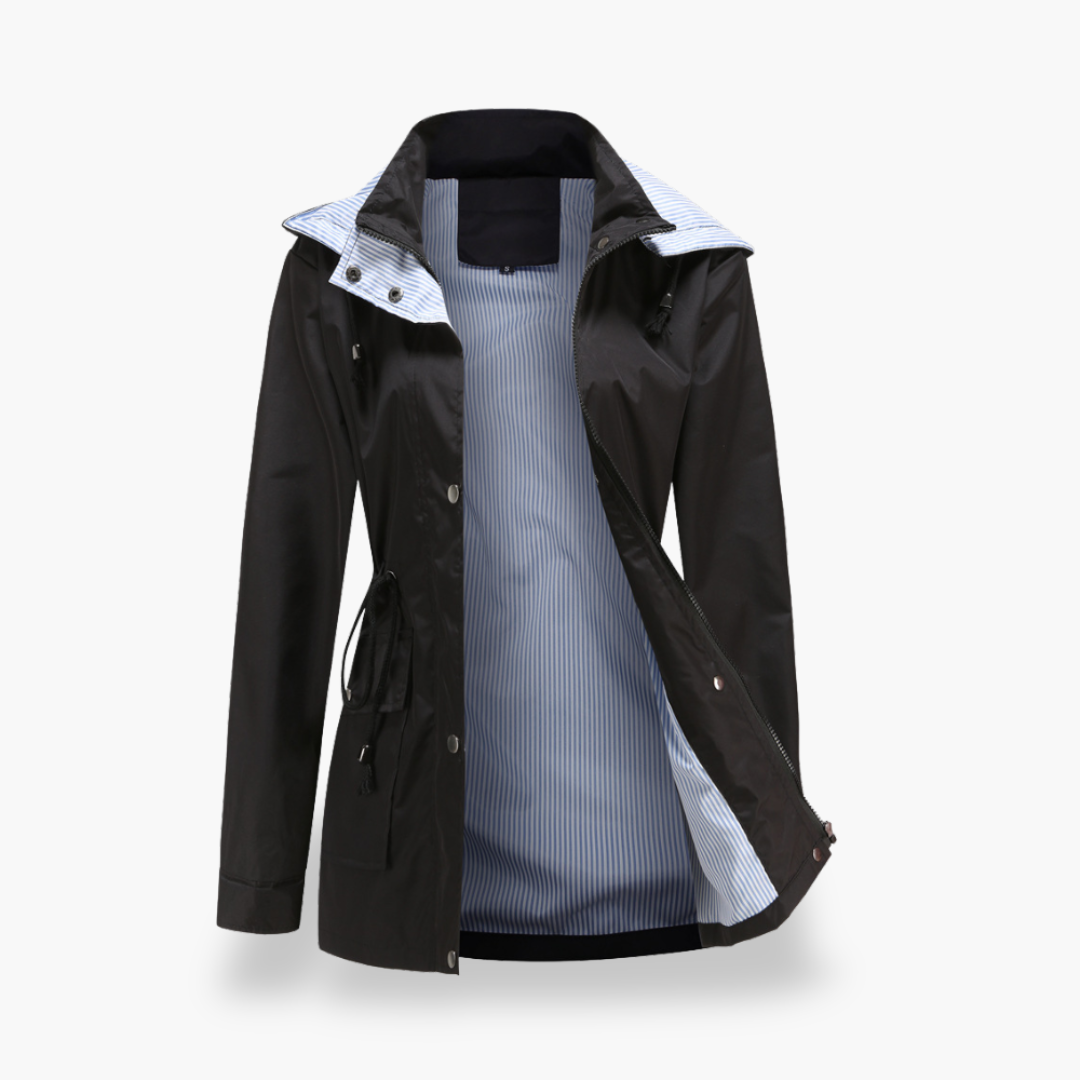Heidi - Wasserdichte Damen-Regenjacke mit Kapuze aus Polyester Blu Scuro
