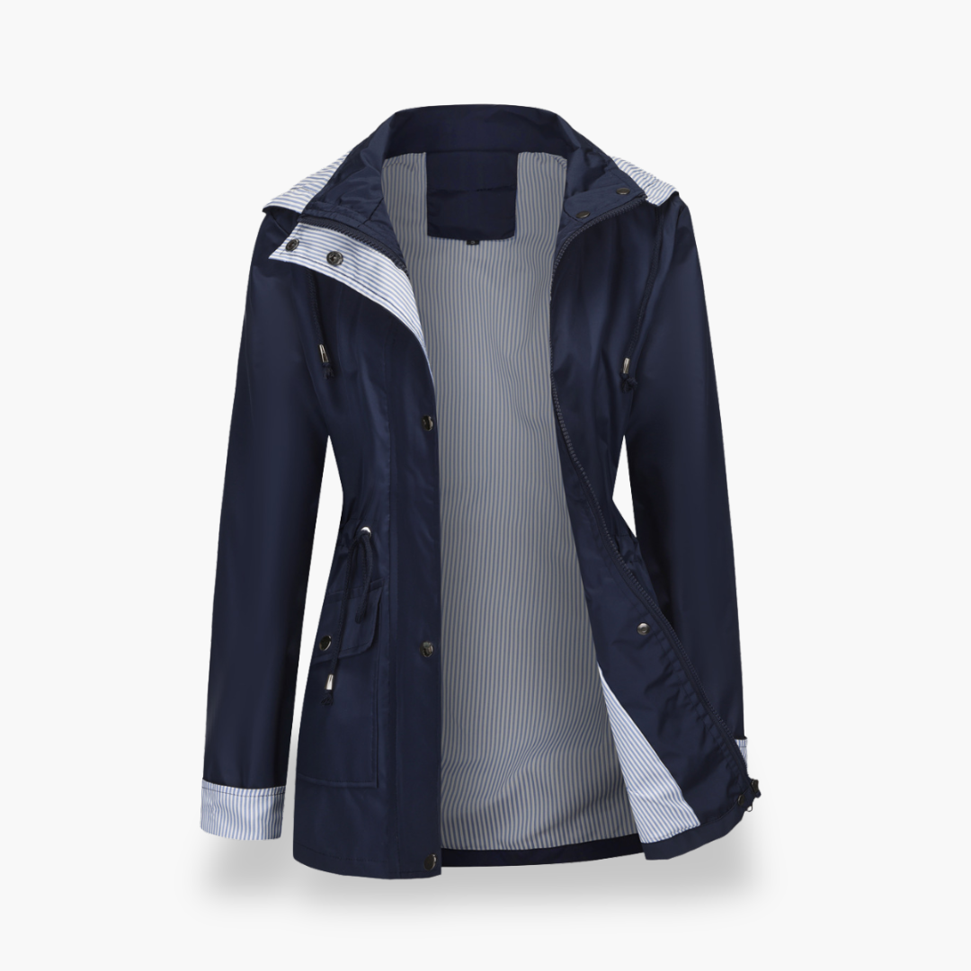 Heidi - Wasserdichte Damen-Regenjacke mit Kapuze aus Polyester Nero
