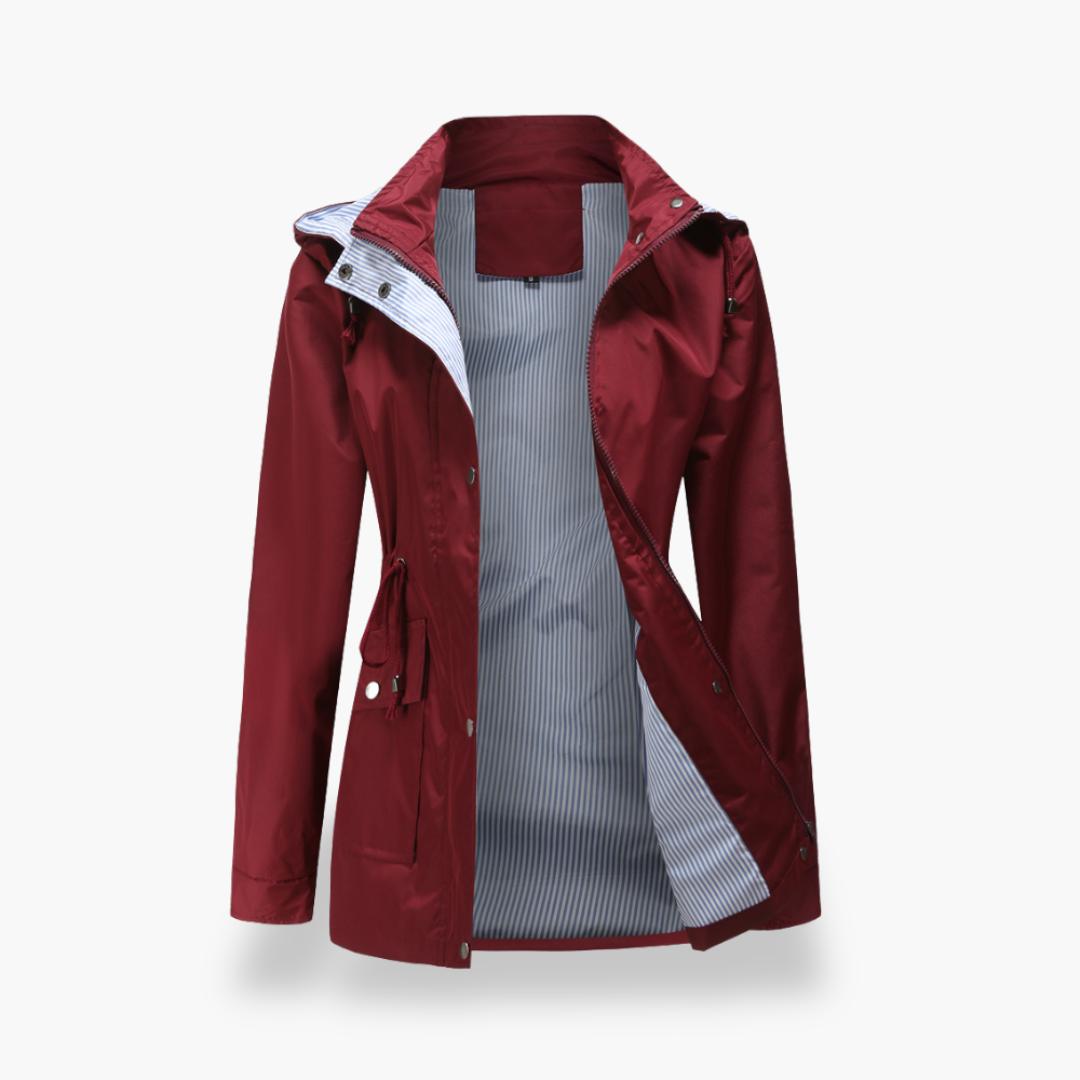 Heidi - Wasserdichte Damen-Regenjacke mit Kapuze aus Polyester Rosso