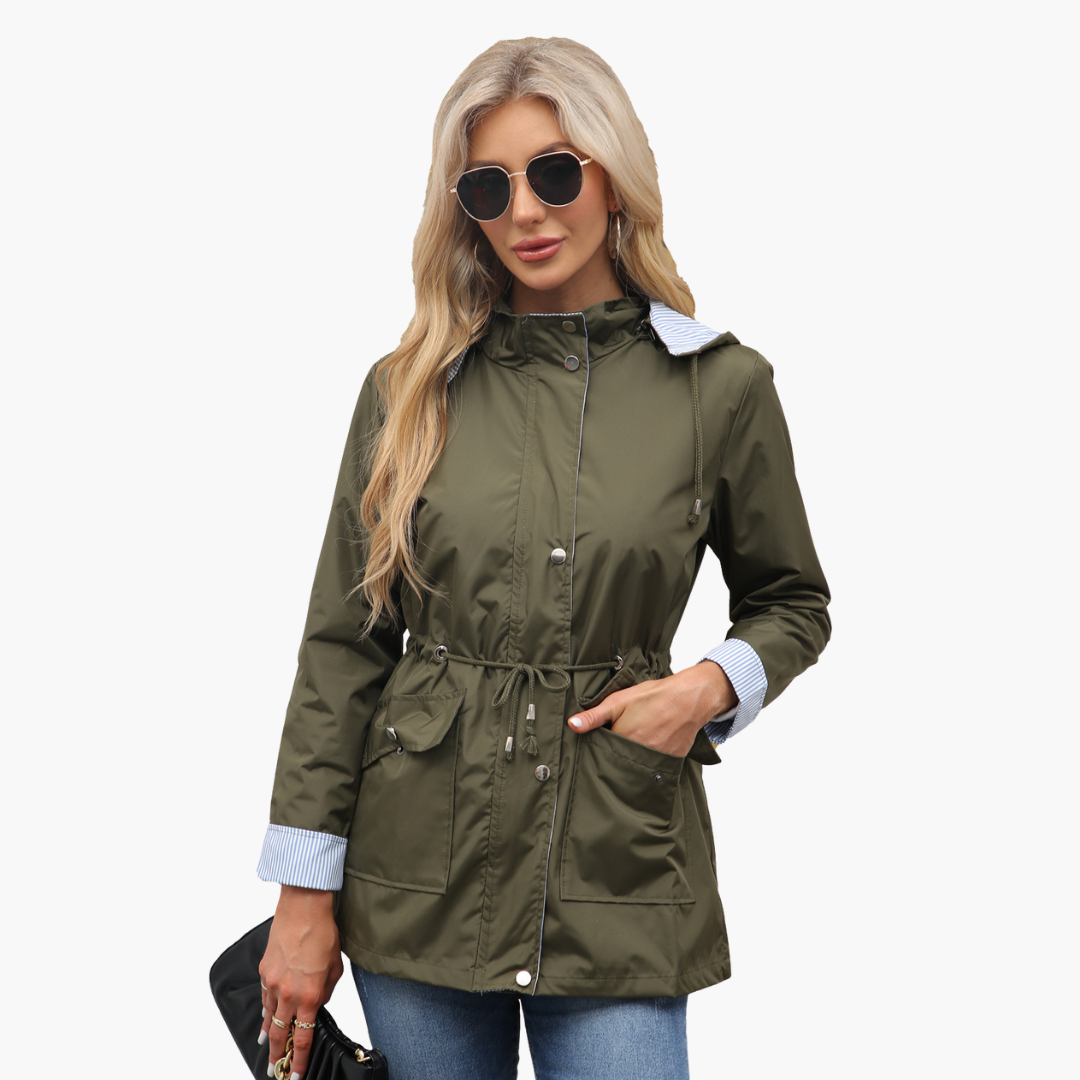 Heidi - Wasserdichte Damen-Regenjacke mit Kapuze aus Polyester Verde