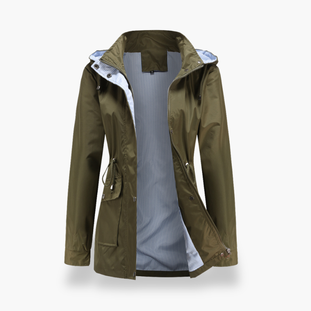 Heidi - Wasserdichte Damen-Regenjacke mit Kapuze aus Polyester Verde