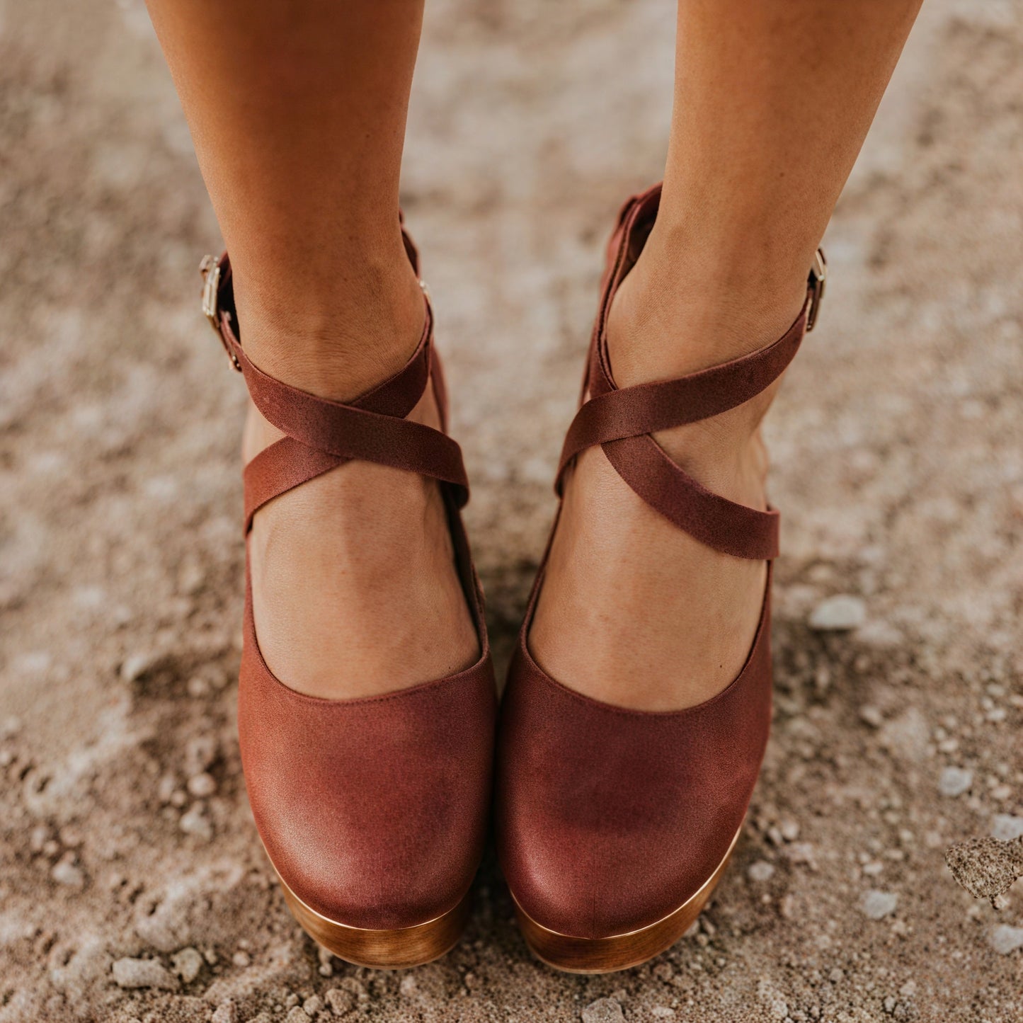 Heidi – Sandali Platform in Pelle con Cinturino alla Caviglia Marrone
