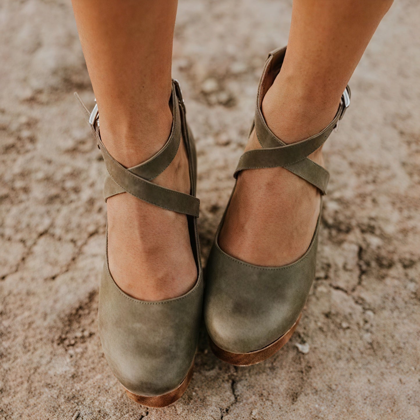 Heidi – Sandali Platform in Pelle con Cinturino alla Caviglia Verde