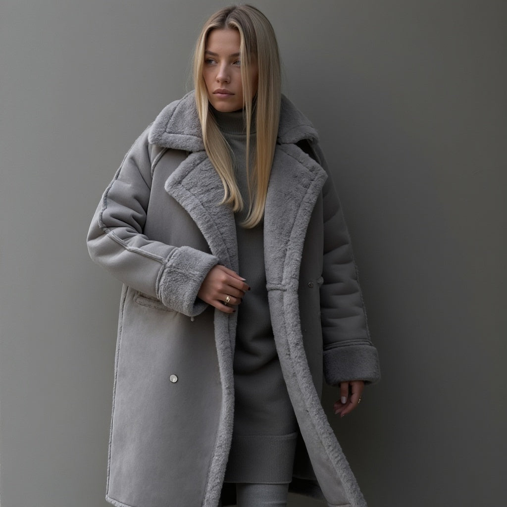 Emma - Cappotto invernale in morbida pelle scamosciata