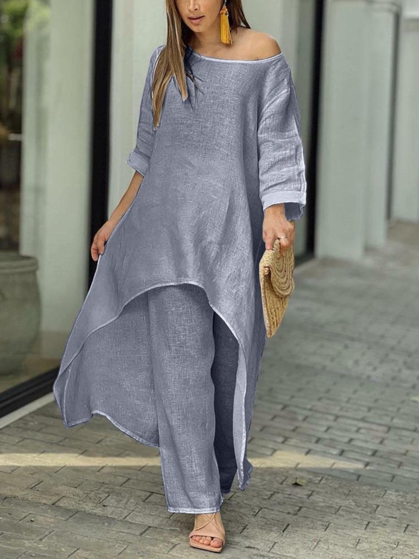Helena – Set Estivo Confortevole da Donna per il Tempo Libero Grigio Scuro