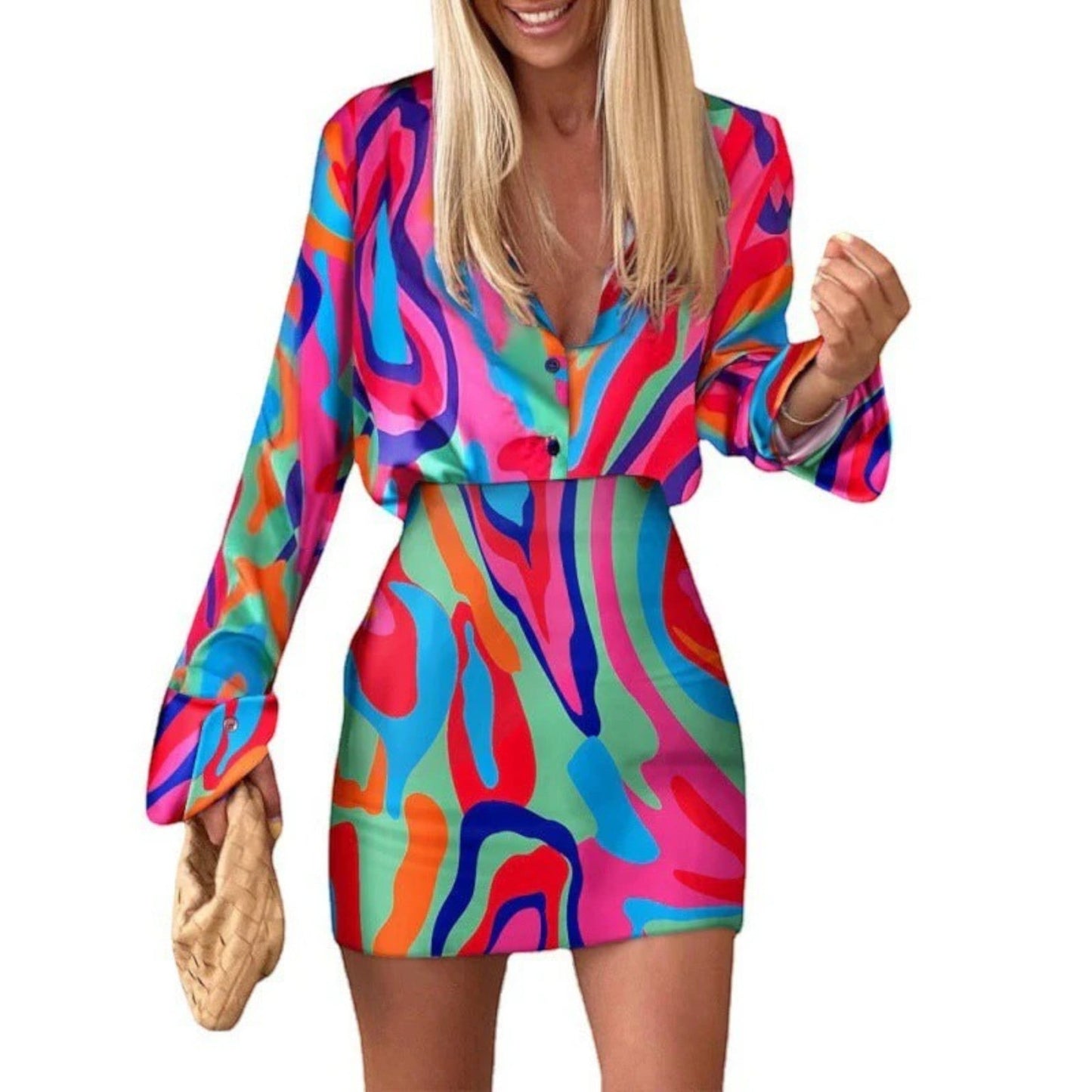 Heloisa - Elegante Completo Due Pezzi Stampato Per Donna Colore
