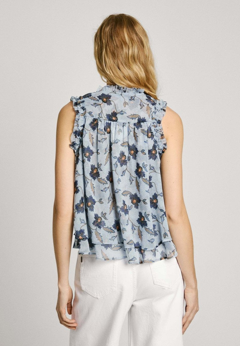 Heloise – Top Blu Acciaio Elegante e Minimal